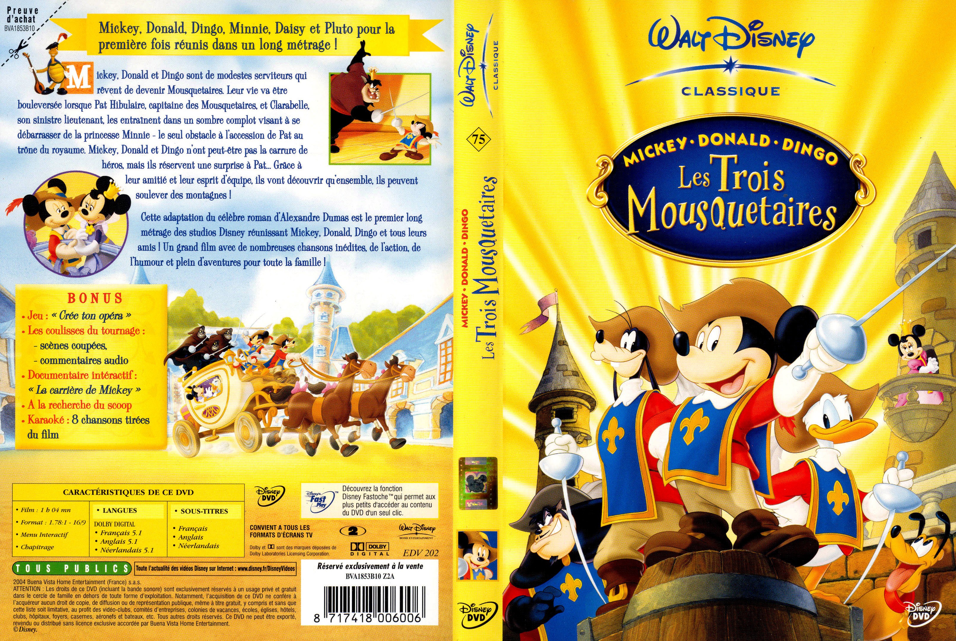 Jaquette DVD Les Trois Mousquetaires (Disney)