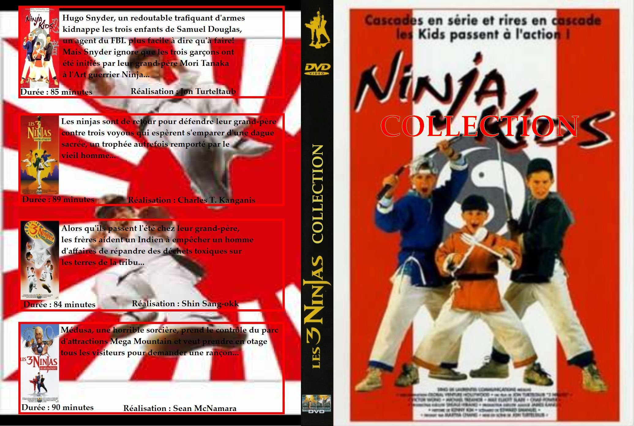 Jaquette DVD Les Trois Ninjas Kids Collection custom 