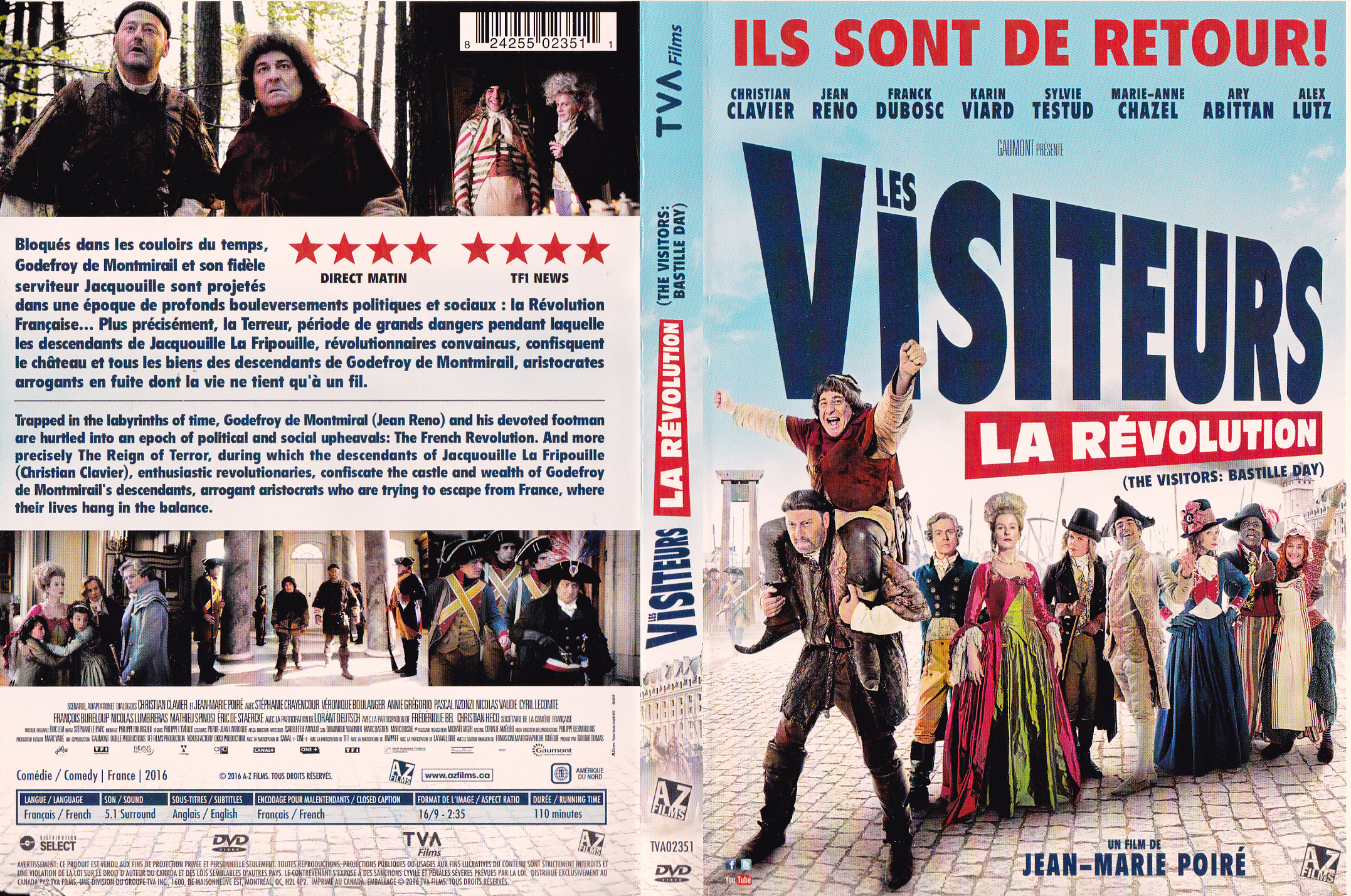 Jaquette DVD Les Visiteurs La Rvolution (Canadienne)