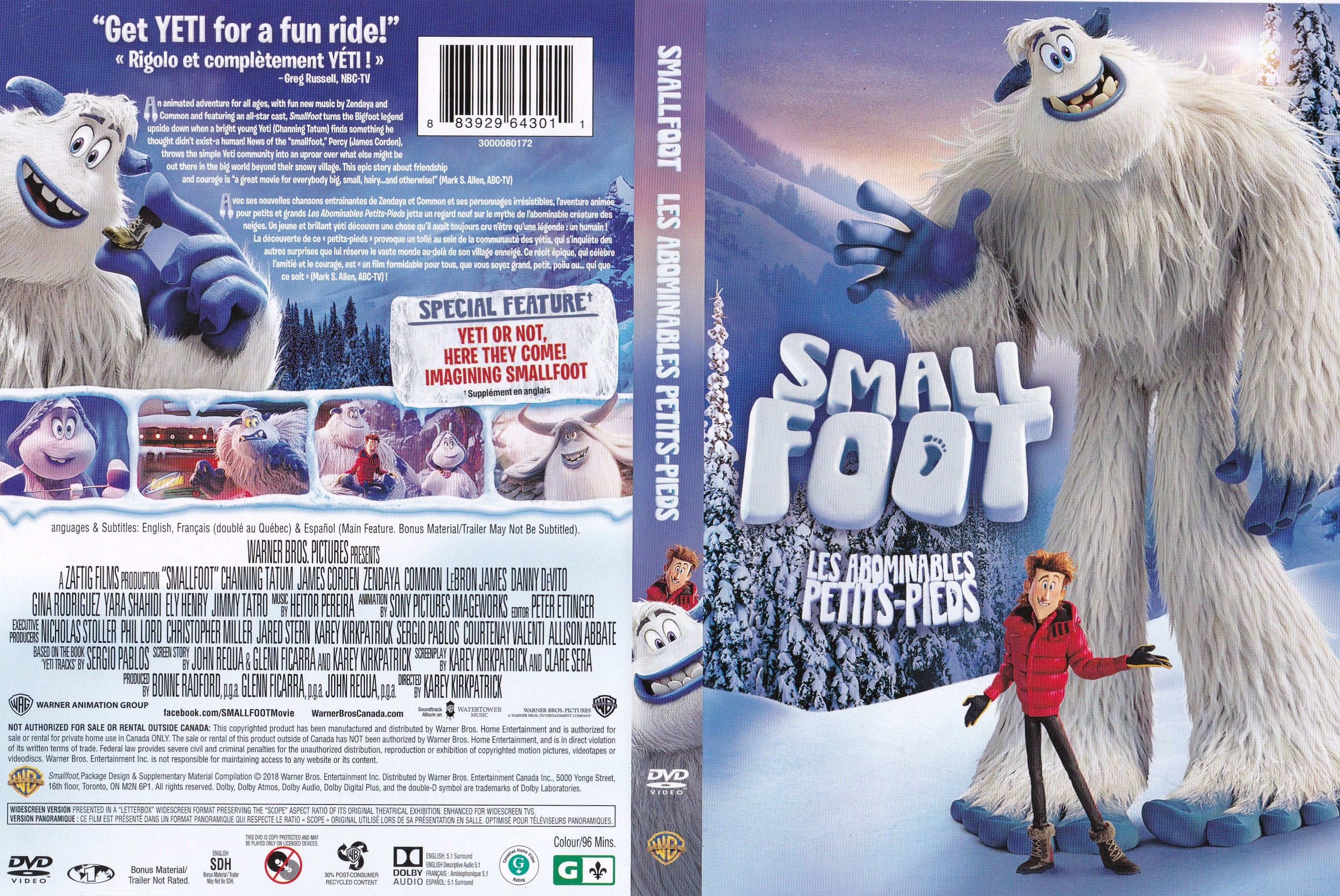 Jaquette DVD Les abominables petits-pieds - Small foot (canadienne)