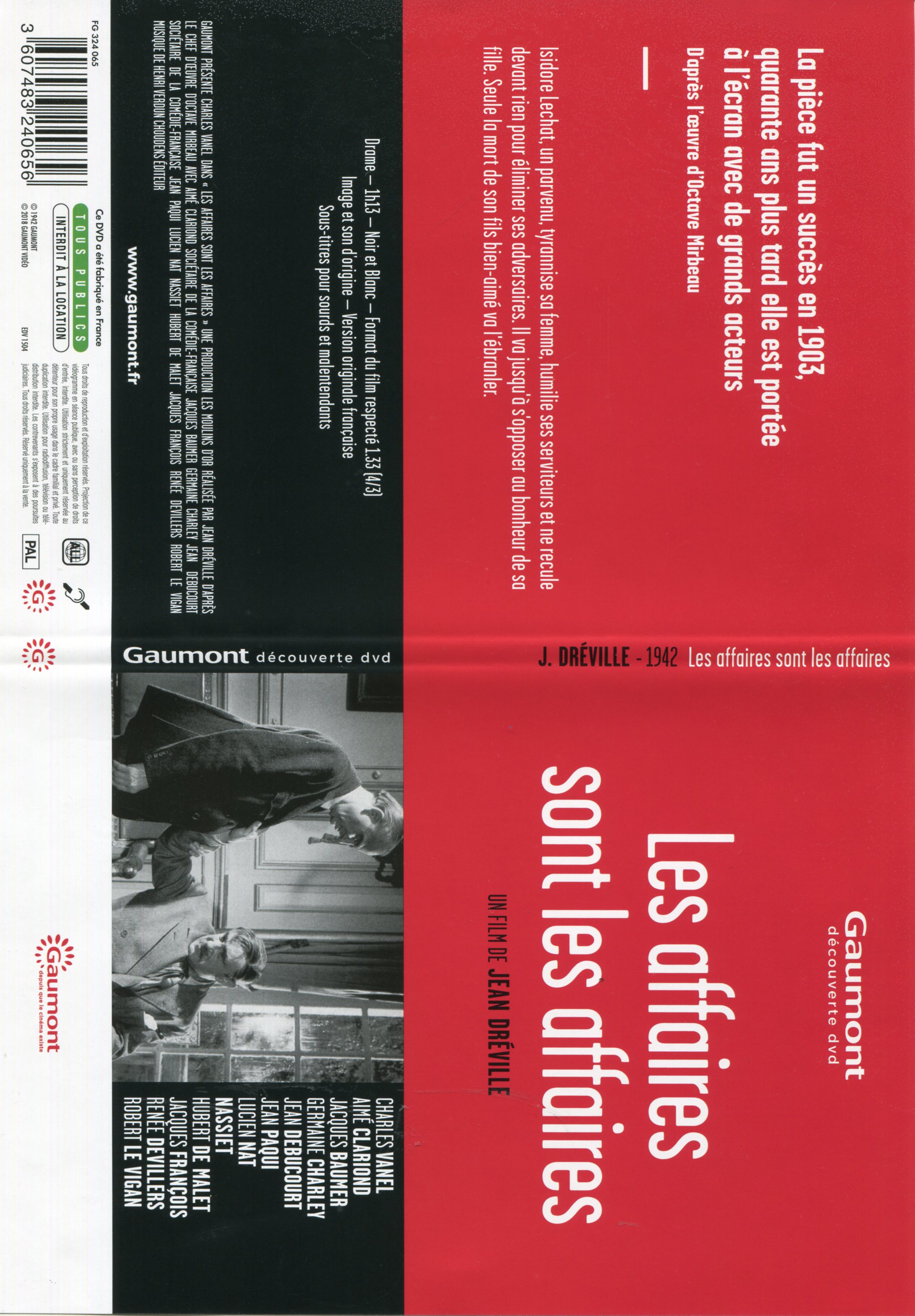 Jaquette DVD Les affaires sont les affaires 