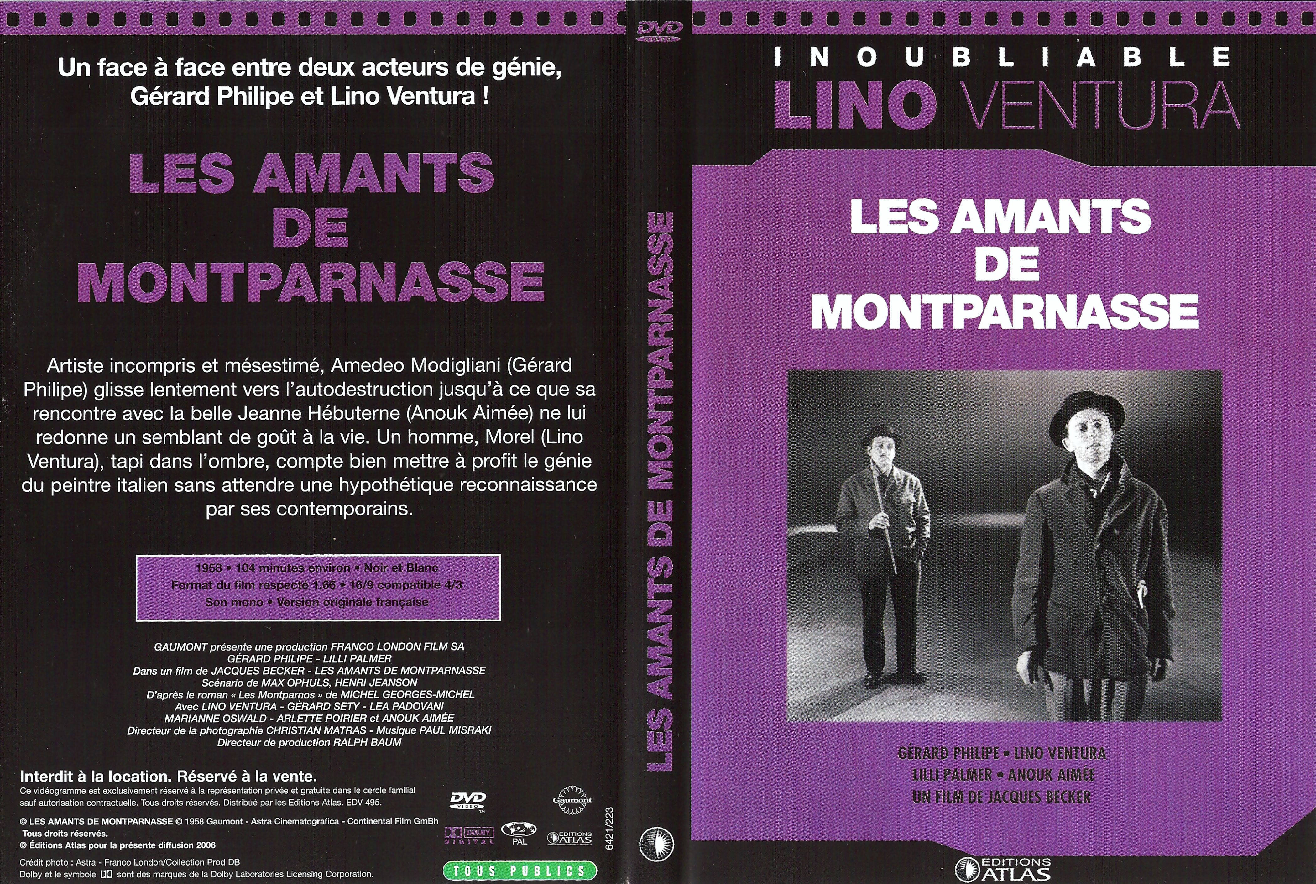 Jaquette DVD Les amants de Montparnasse