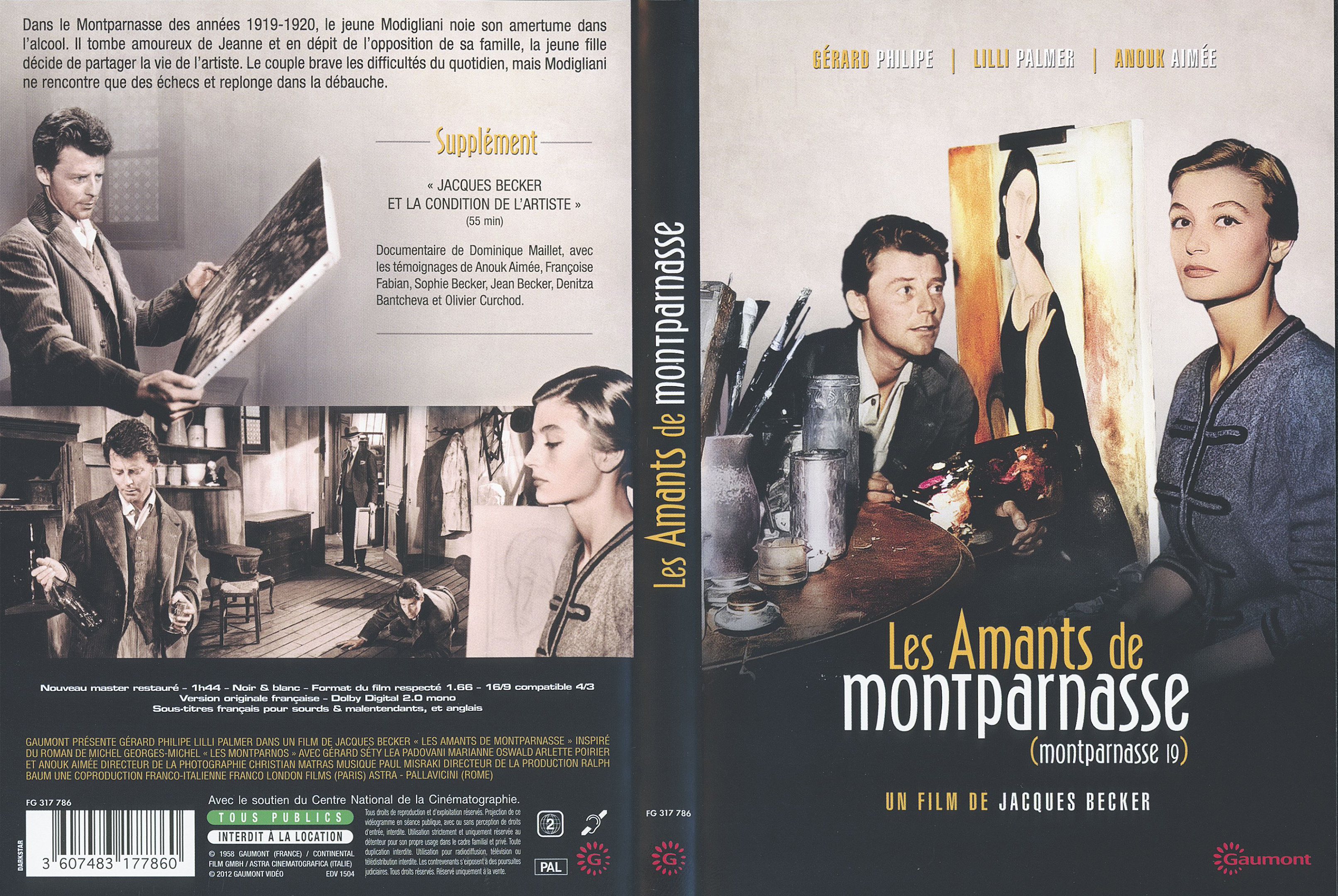 Jaquette DVD Les amants de montparnasse v2