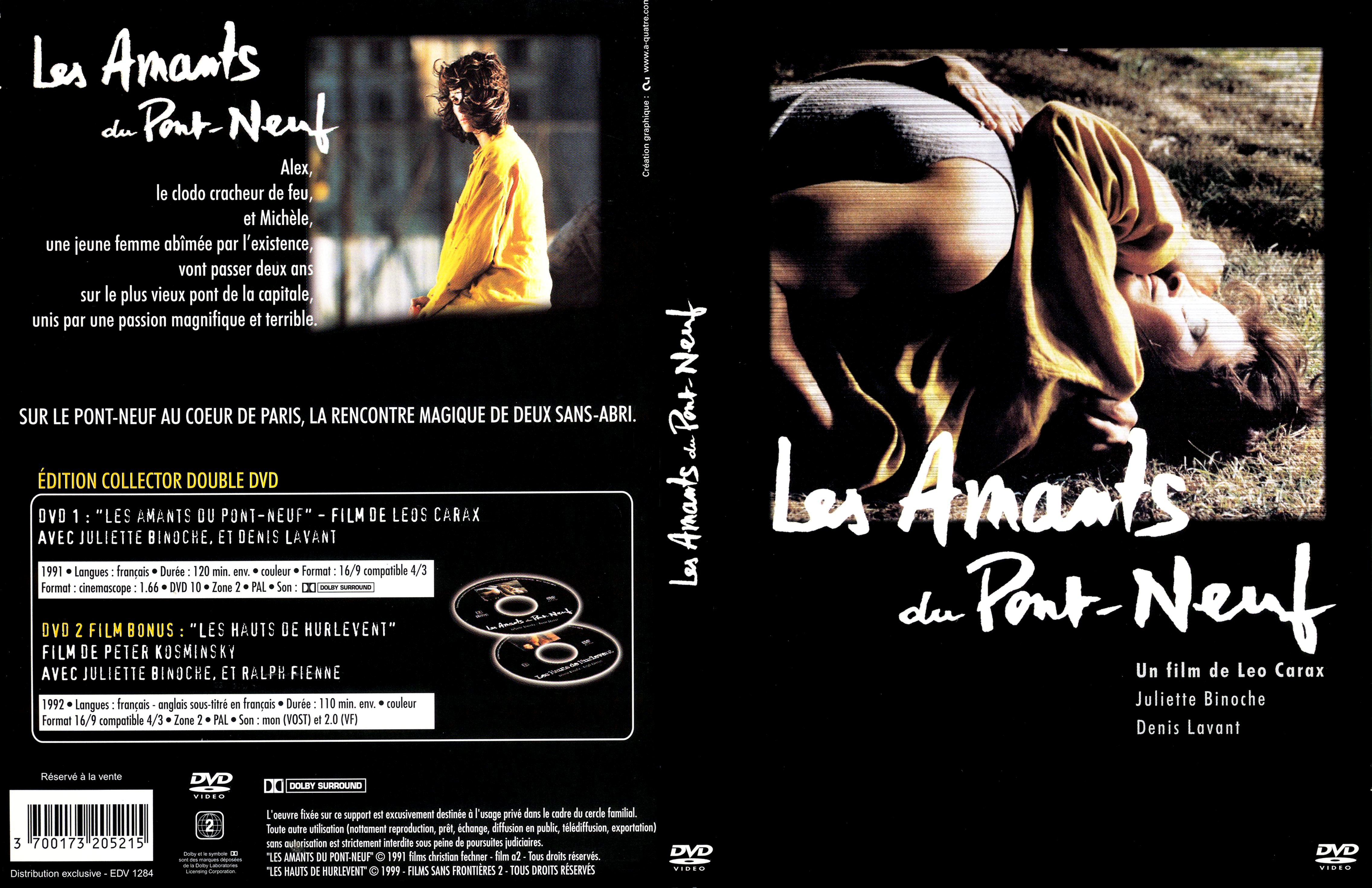Jaquette DVD Les amants du pont neuf + Les hauts de hurlrvent (1992)