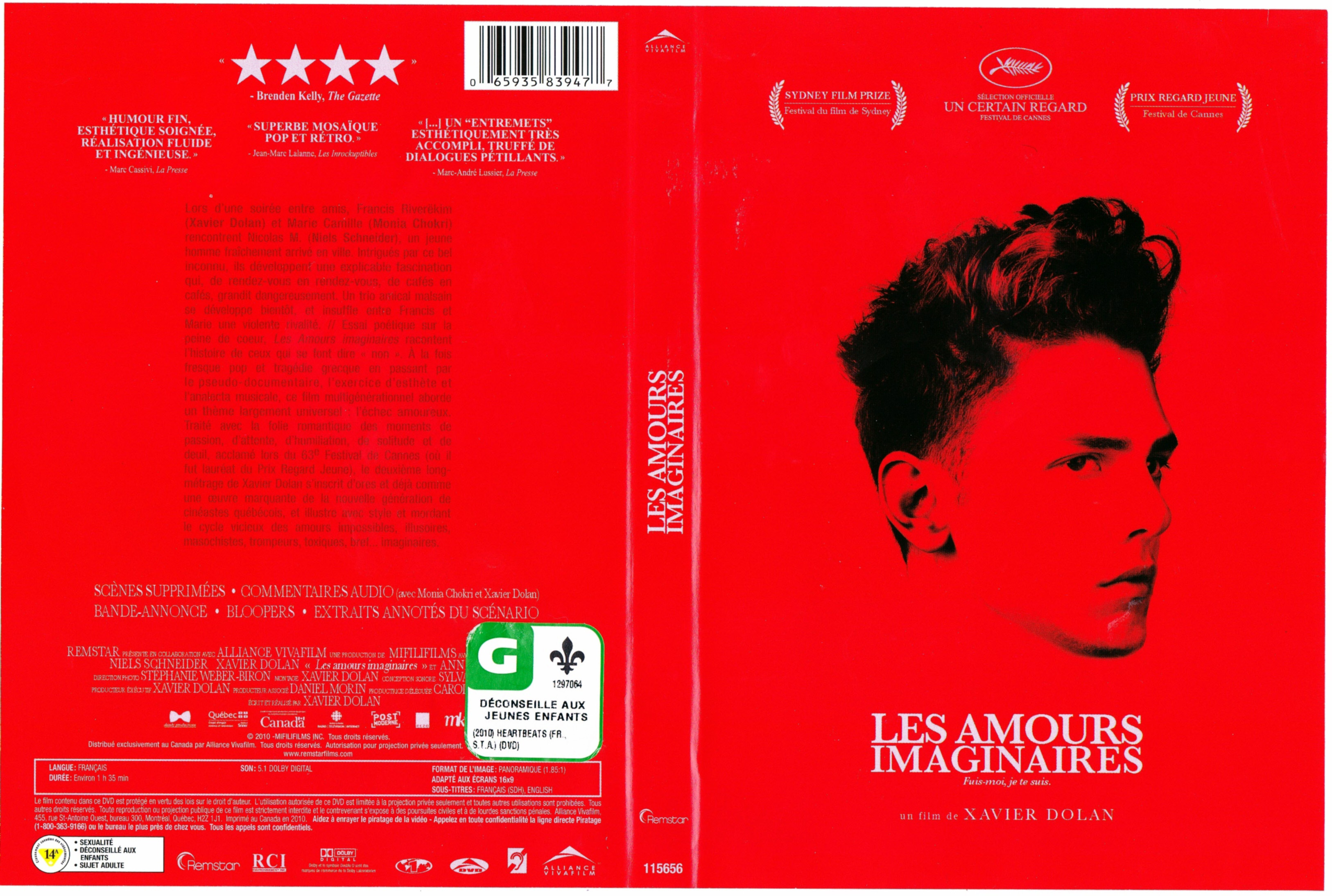 Jaquette DVD Les amours imaginaires (Canadienne)