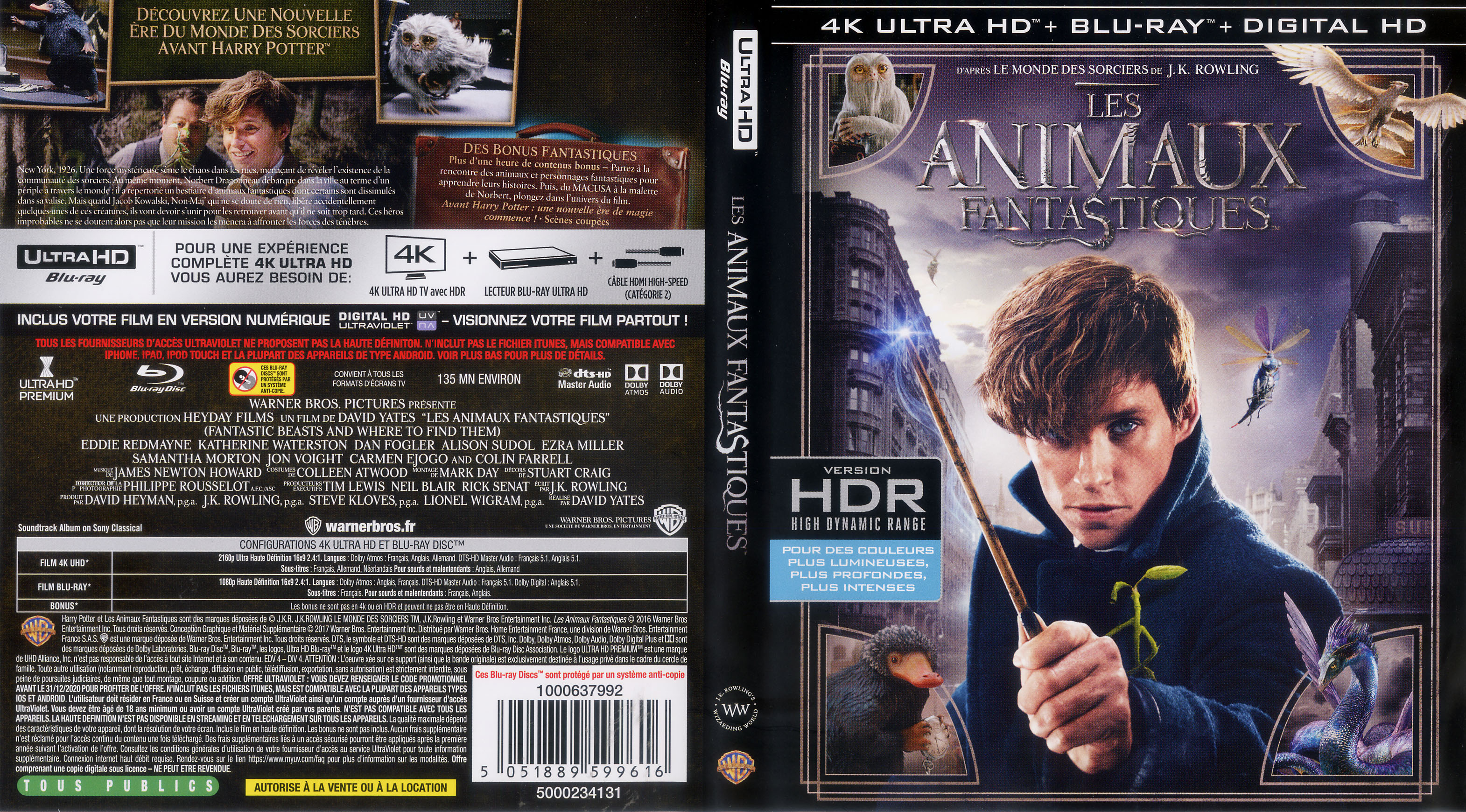 Jaquette DVD Les animaux fantastiques 4K (BLU-RAY)