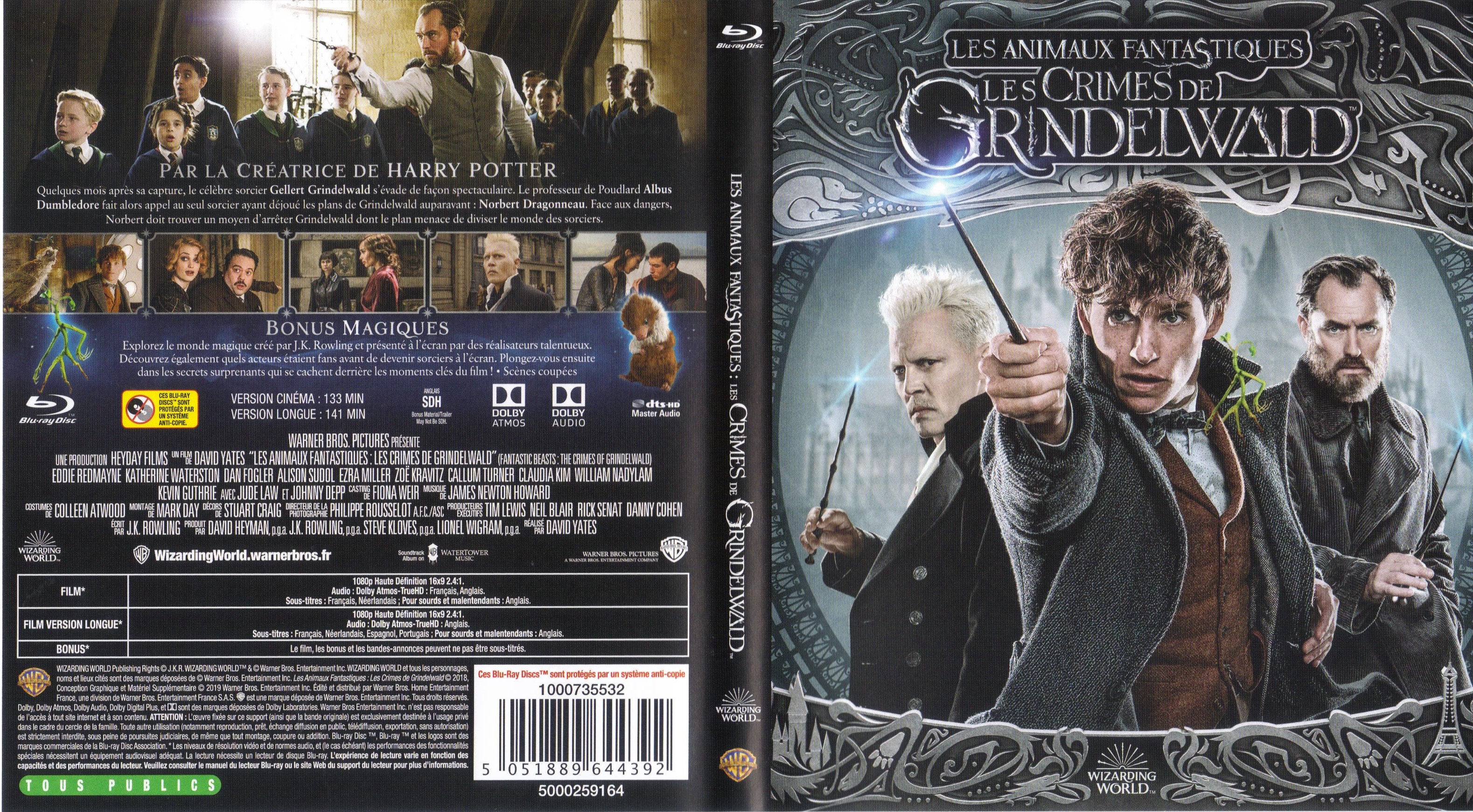 Jaquette DVD Les animaux fantastiques Les crimes de Grindelwald (BLU-RAY)
