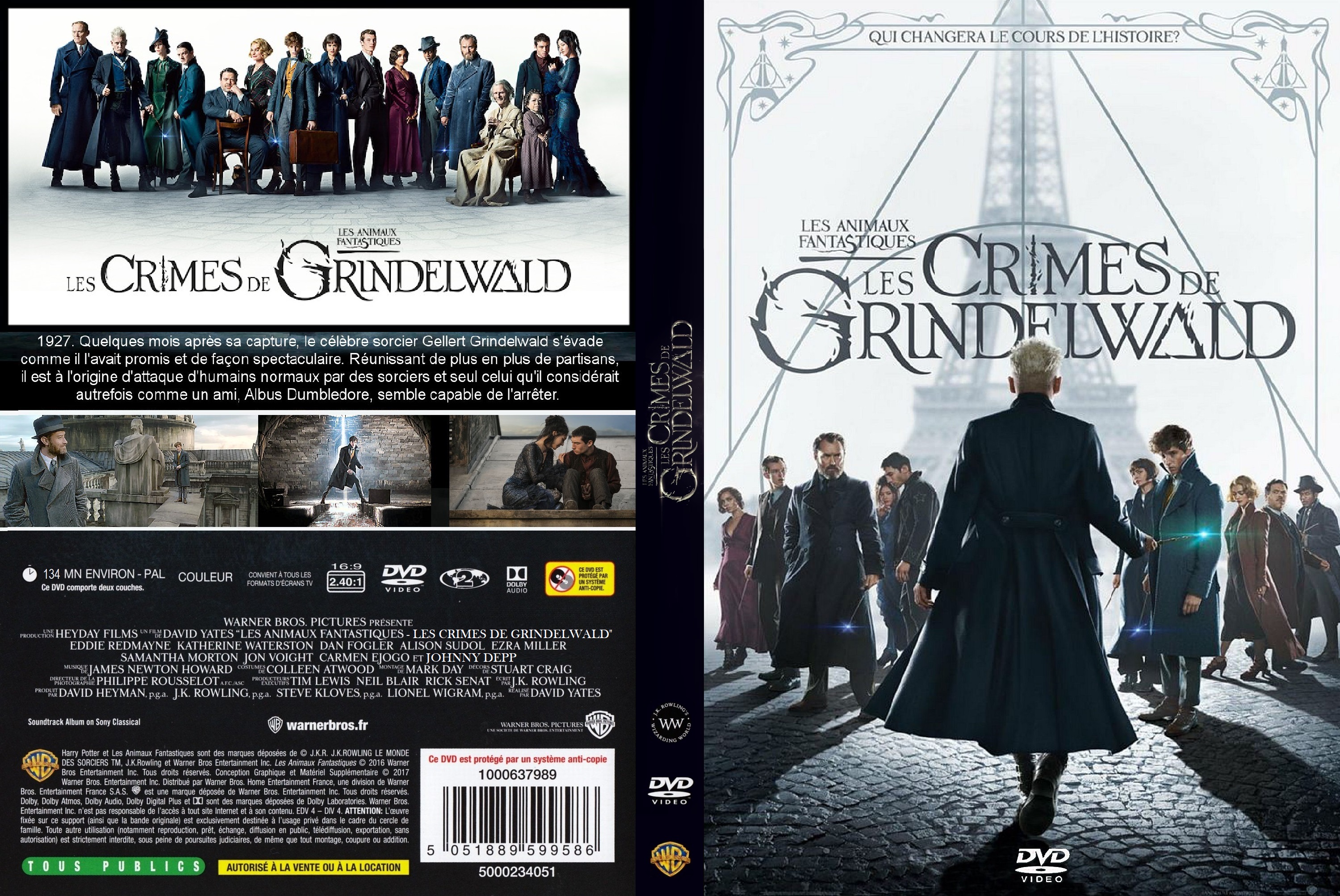 Jaquette DVD Les animaux fantastiques Les crimes de Grindelwald custom