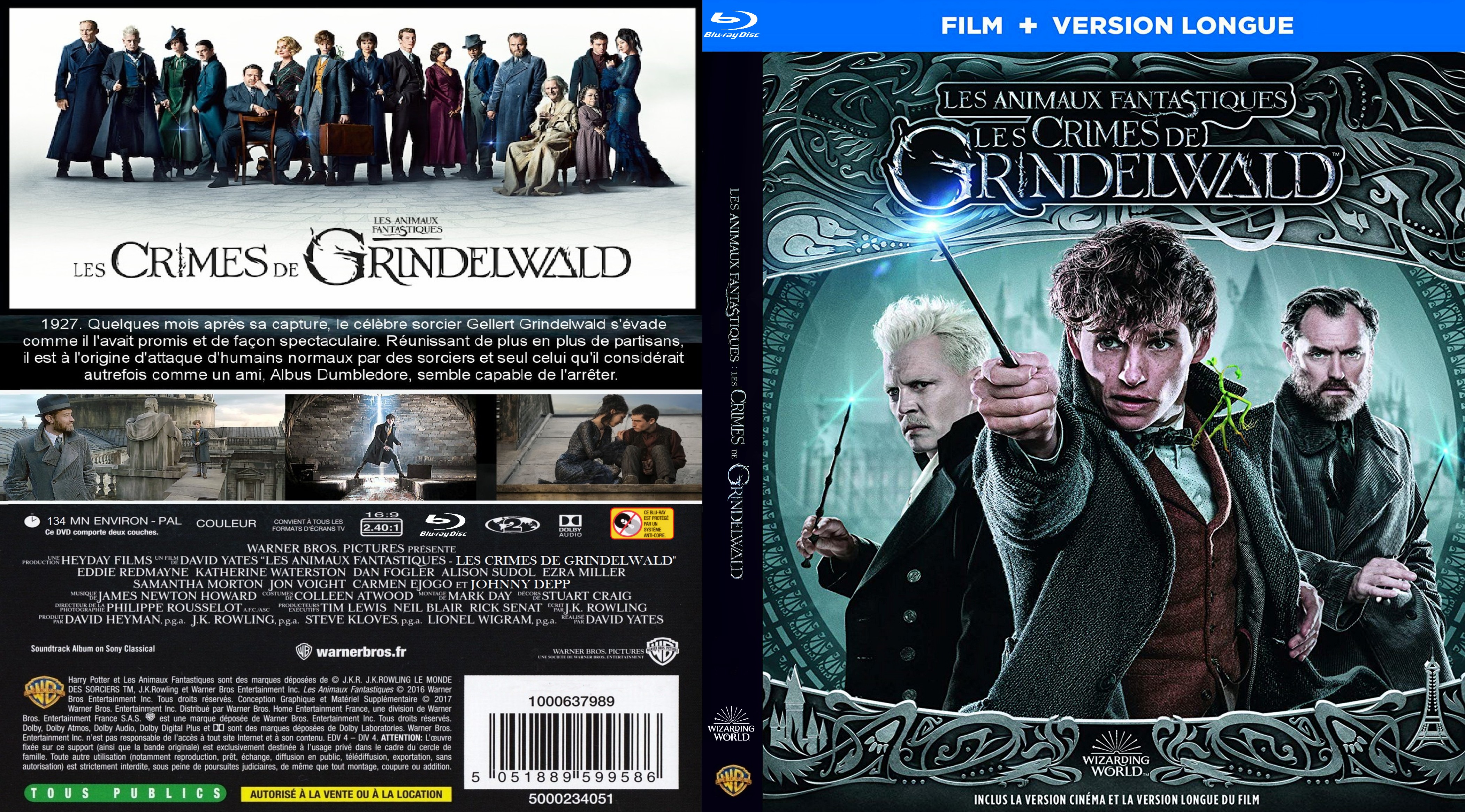 Jaquette DVD Les animaux fantastiques Les crimes de Grindelwald custom (BLU-RAY)