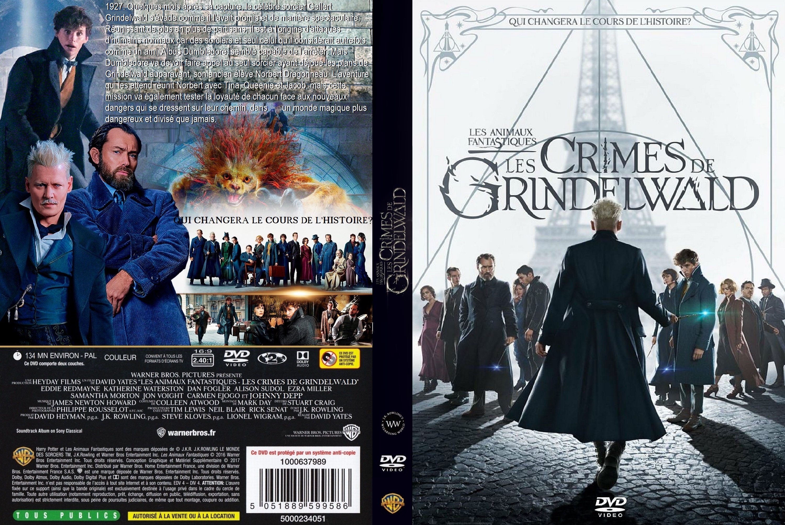 Jaquette DVD Les animaux fantastiques Les crimes de Grindelwald custom v2
