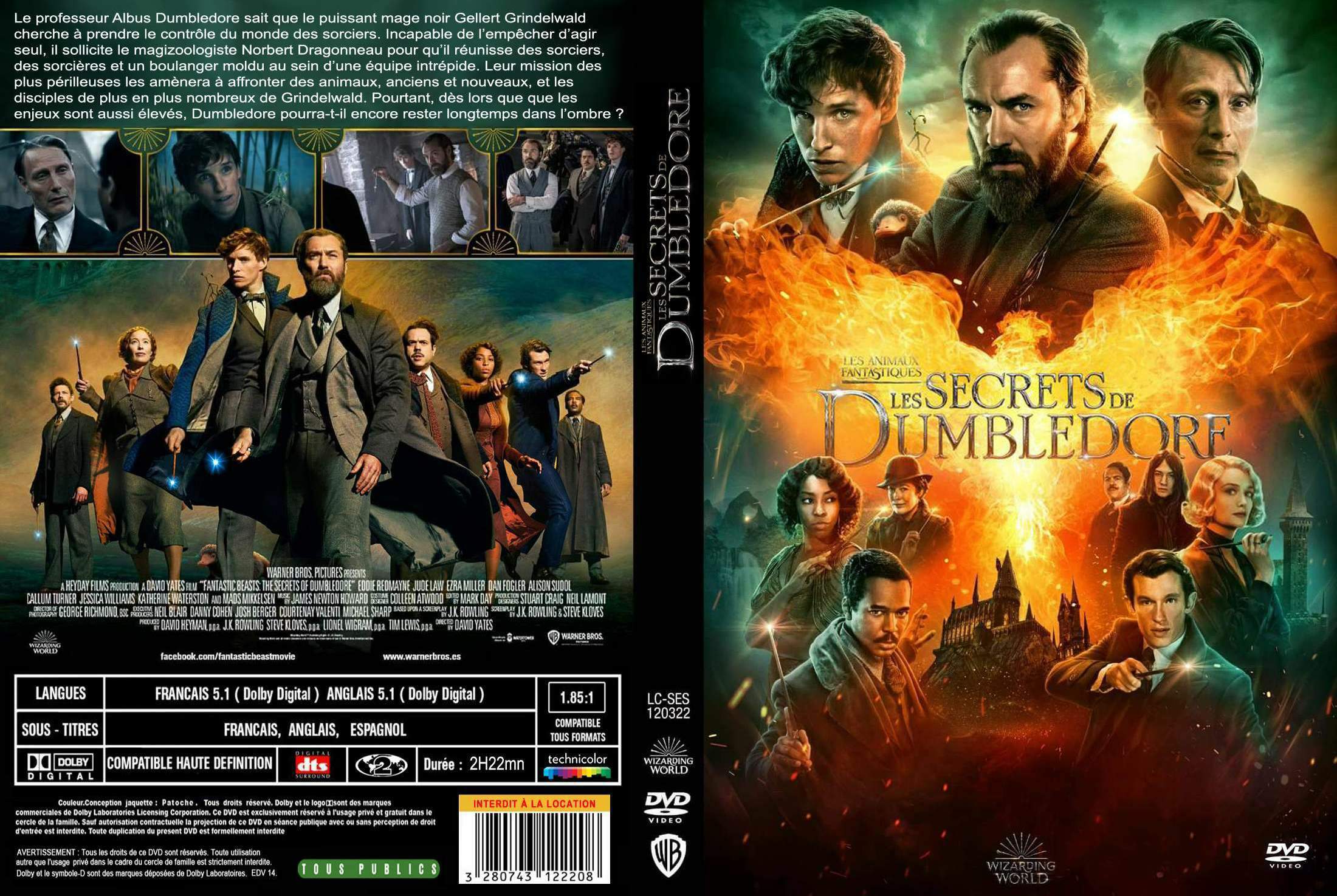Jaquette DVD Les animaux fantastiques Les secrets de Dumbledore custom