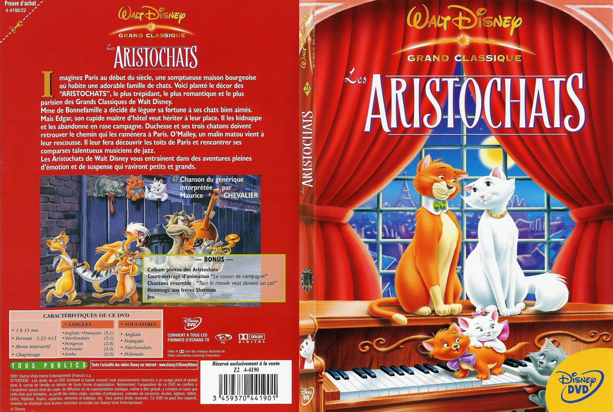 Jaquette DVD Les aristochats - SLIM