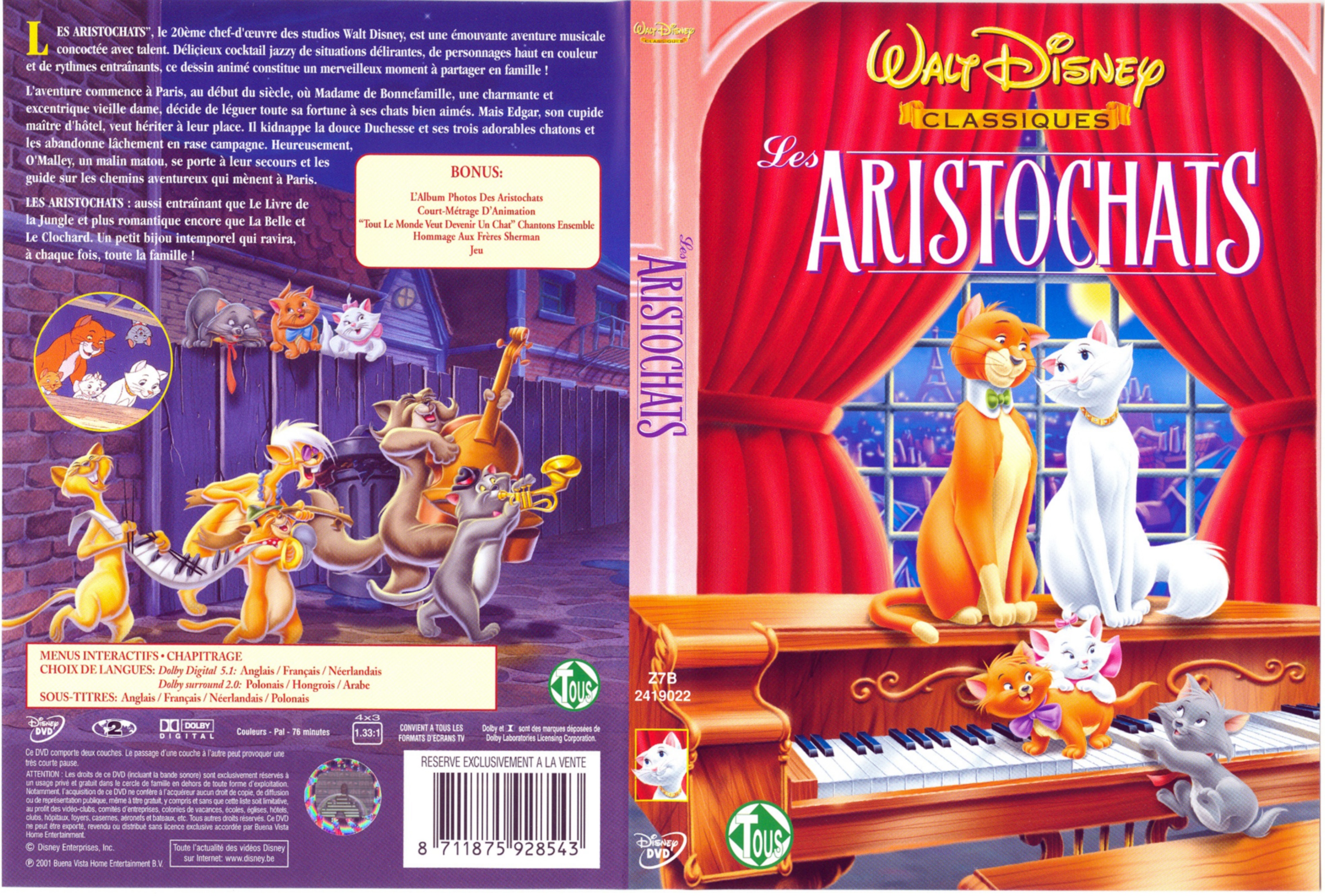 Jaquette DVD Les aristochats v2