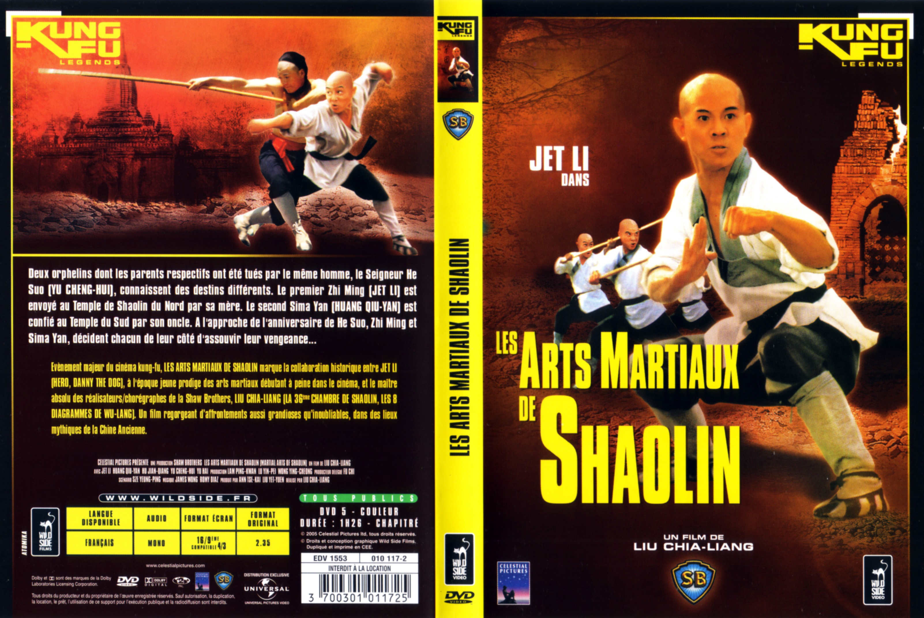 Jaquette DVD Les arts martiaux de Shaolin