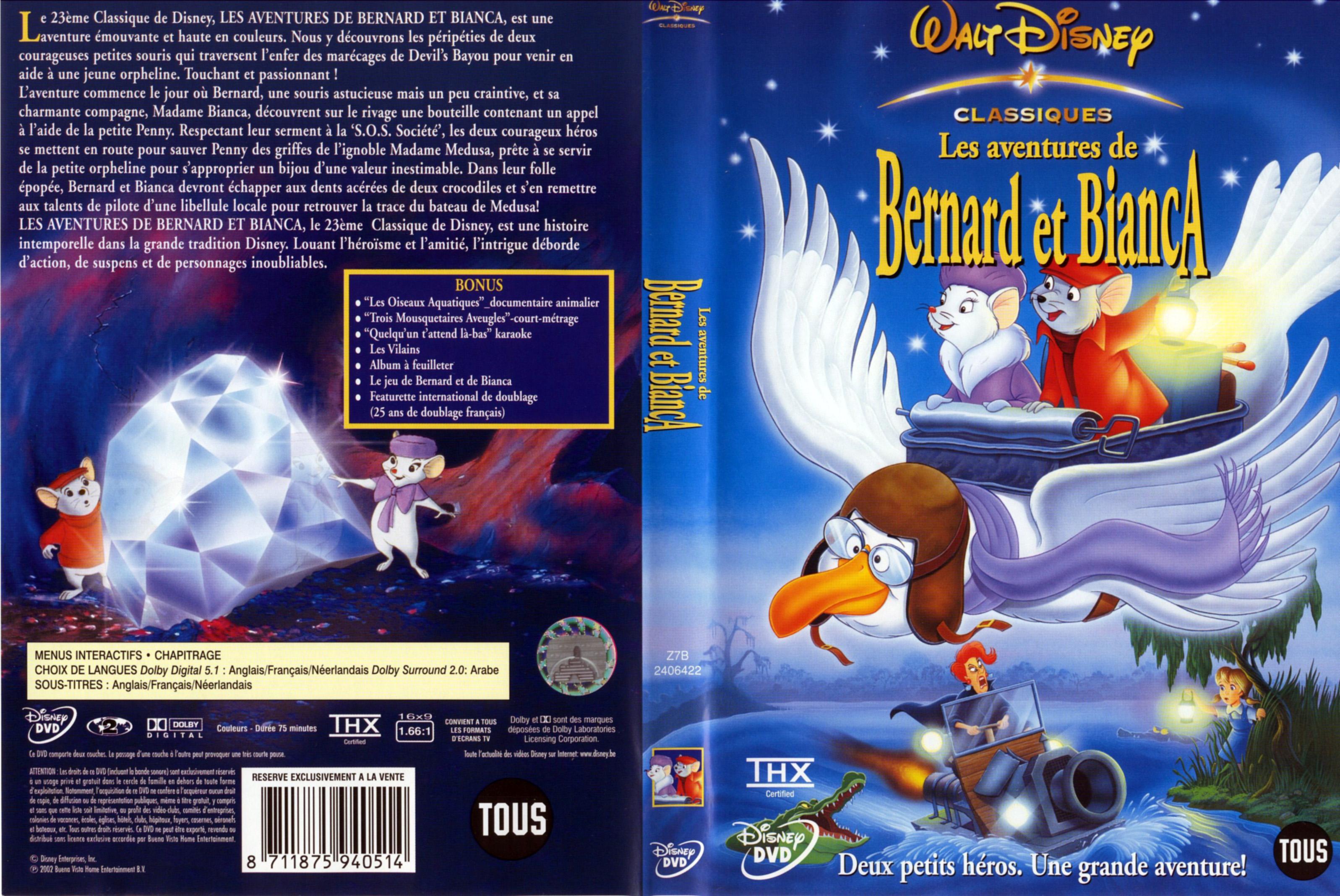 Jaquette DVD Les aventures de Bernard et Bianca v2