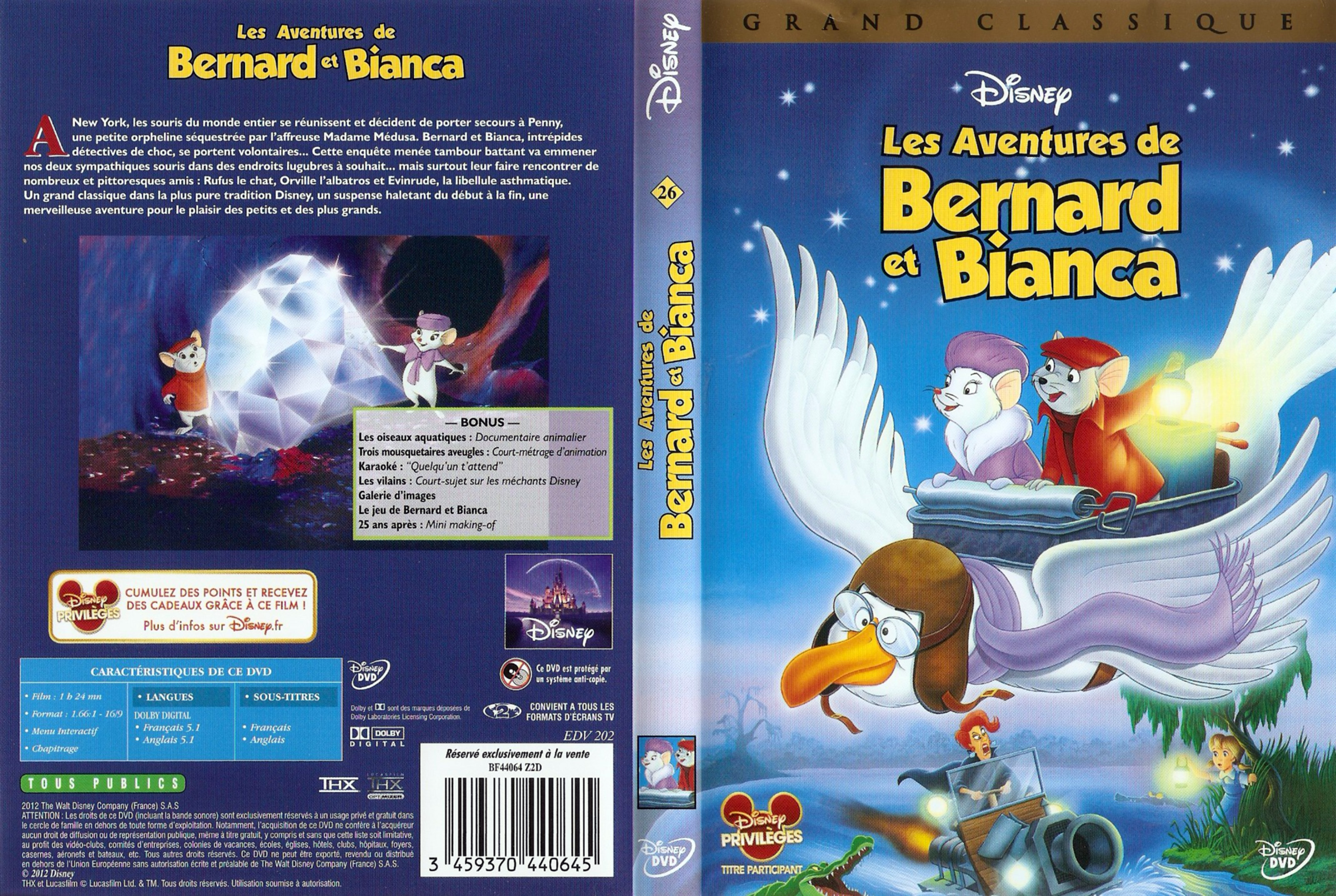 Jaquette DVD Les aventures de Bernard et Bianca v3