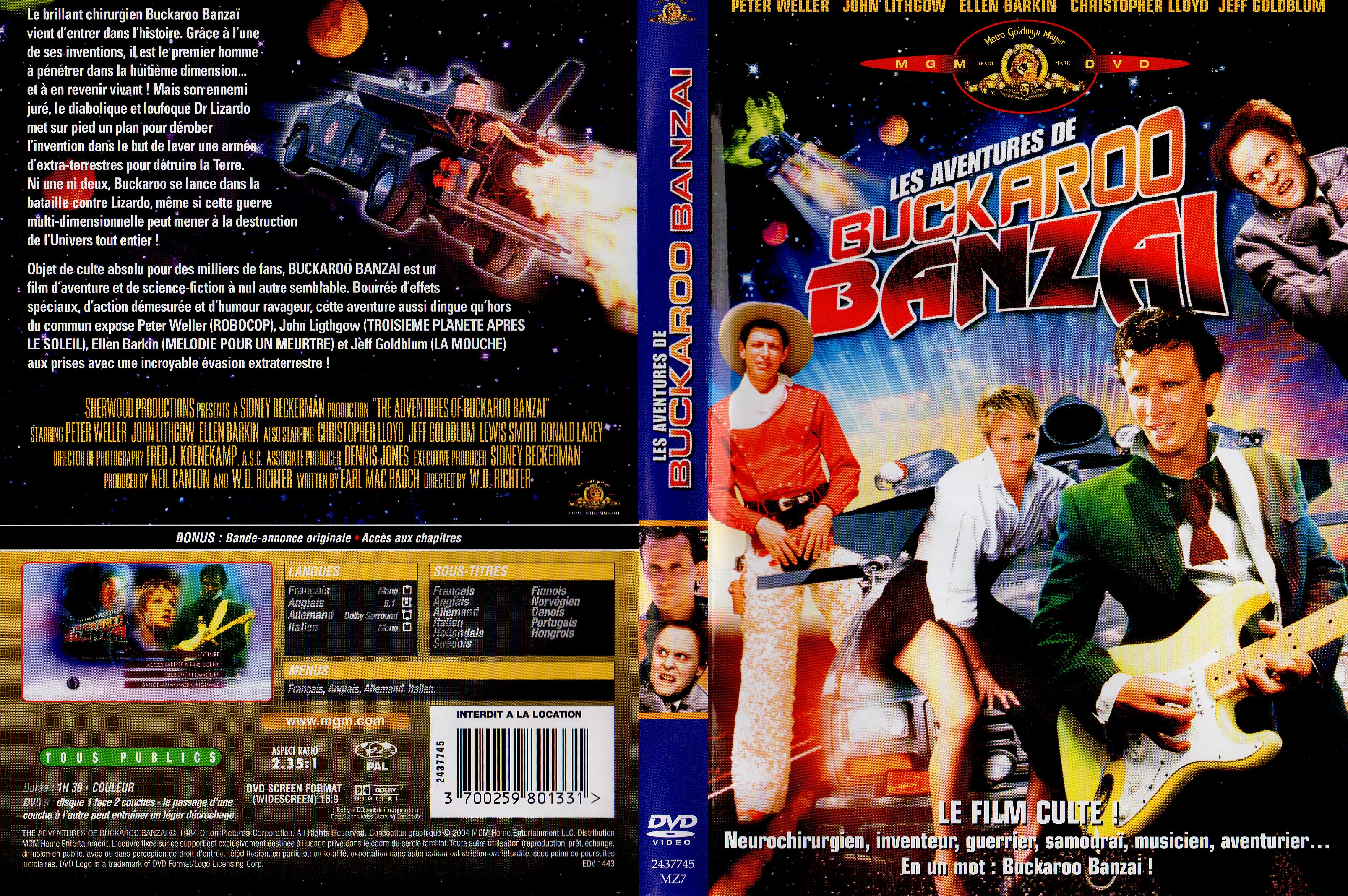 Jaquette DVD Les aventures de Buckaroo Banzai