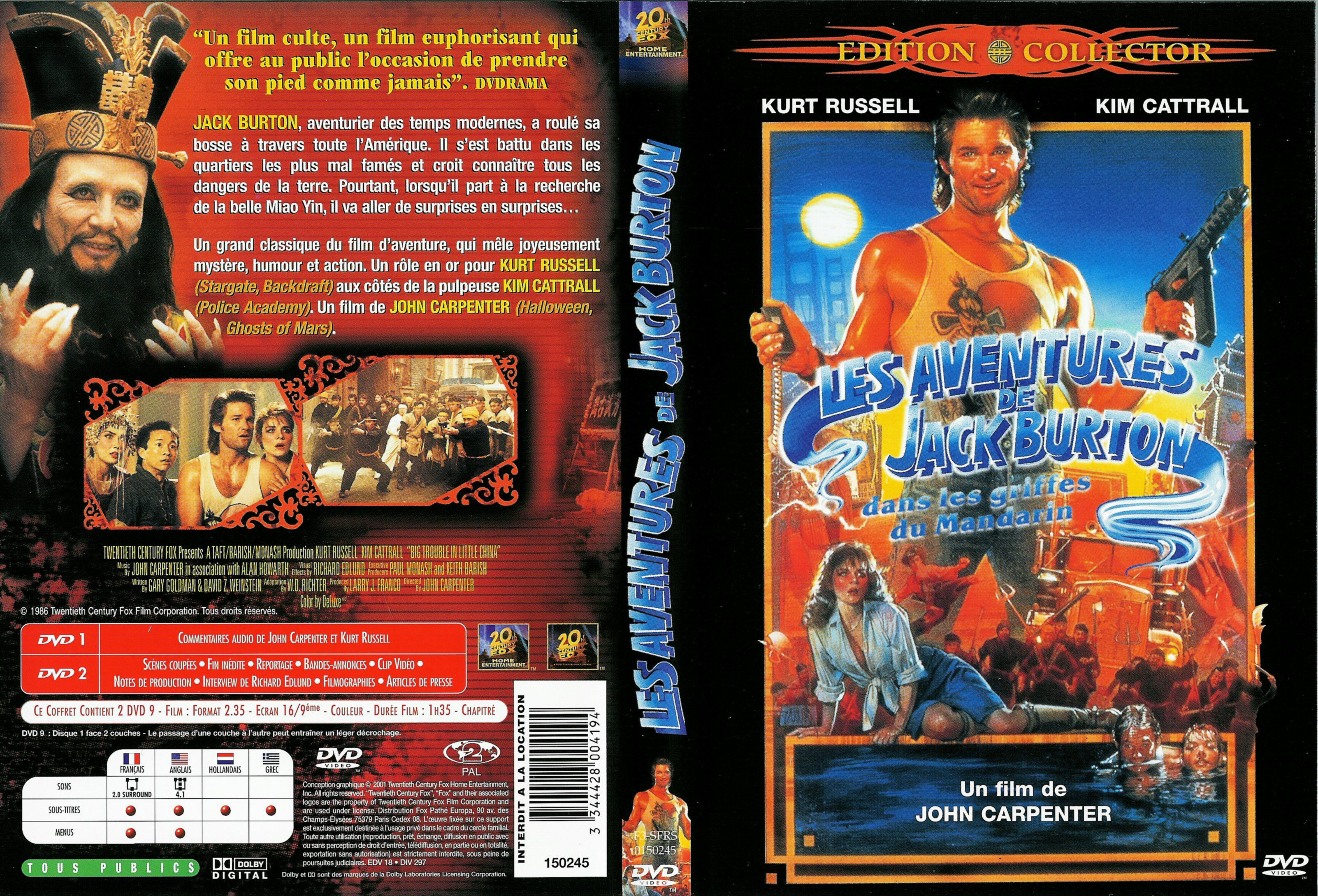 Jaquette DVD Les aventures de Jack Burton dans les griffes du mandarin