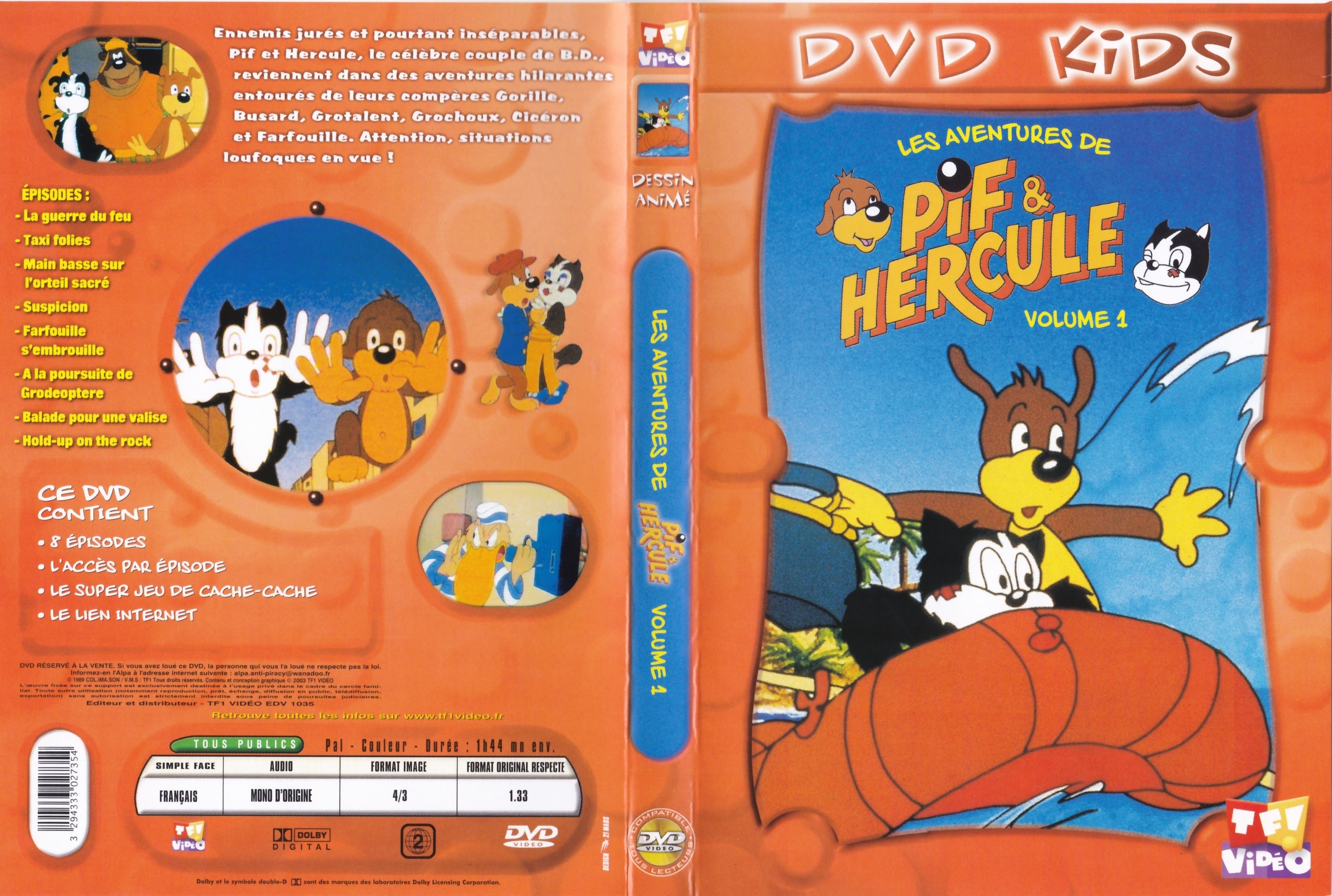 Jaquette DVD Les aventures de Pif & Hercule Vol 1