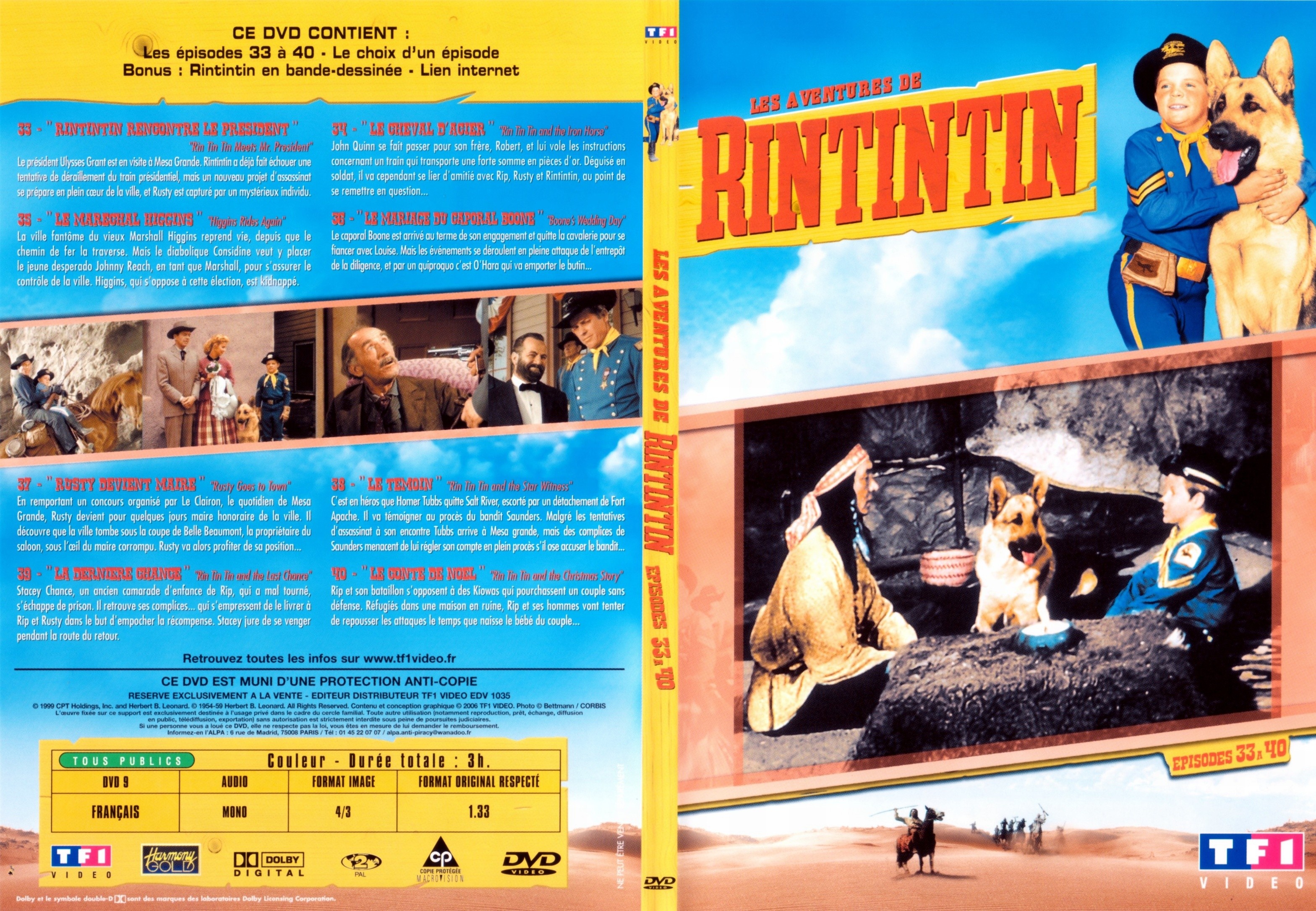 Jaquette DVD Les aventures de Rintintin vol 2 DVD 1