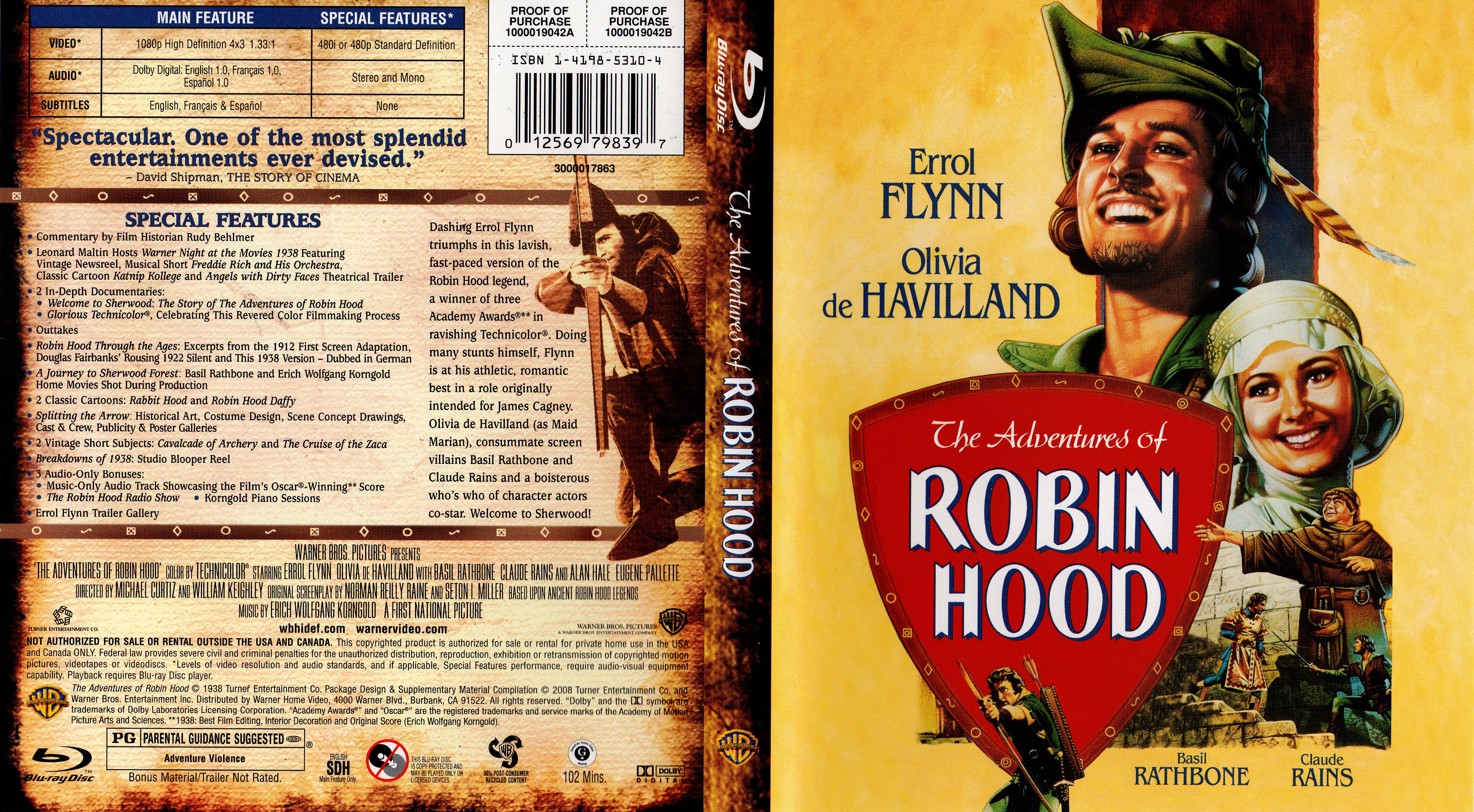 Jaquette DVD Les aventures de Robin des Bois Zone 1 (BLU-RAY)