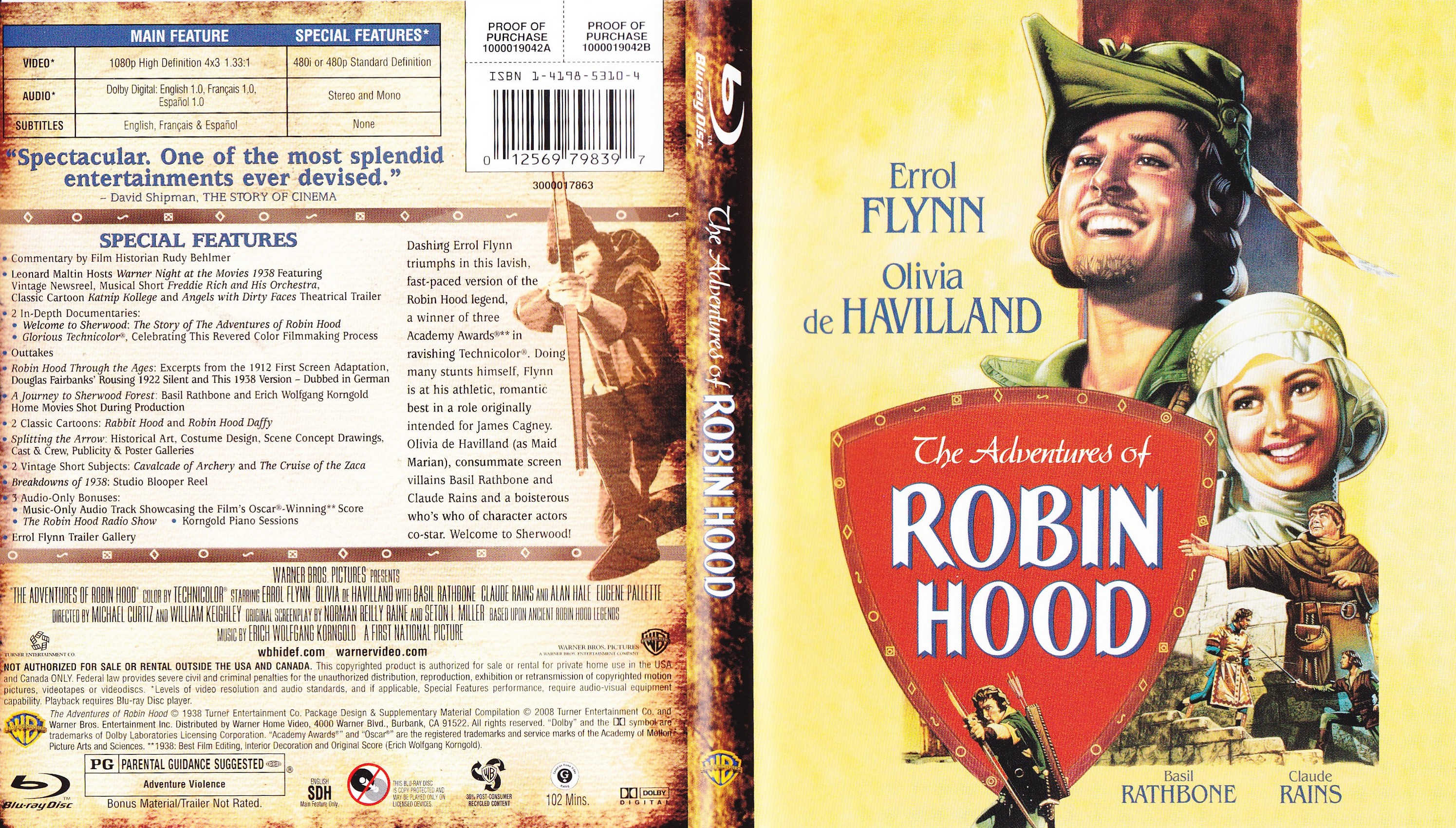 Jaquette DVD Les aventures de Robin des bois - The adventures of Robin Hood (Canadienne) (BLU-RAY)