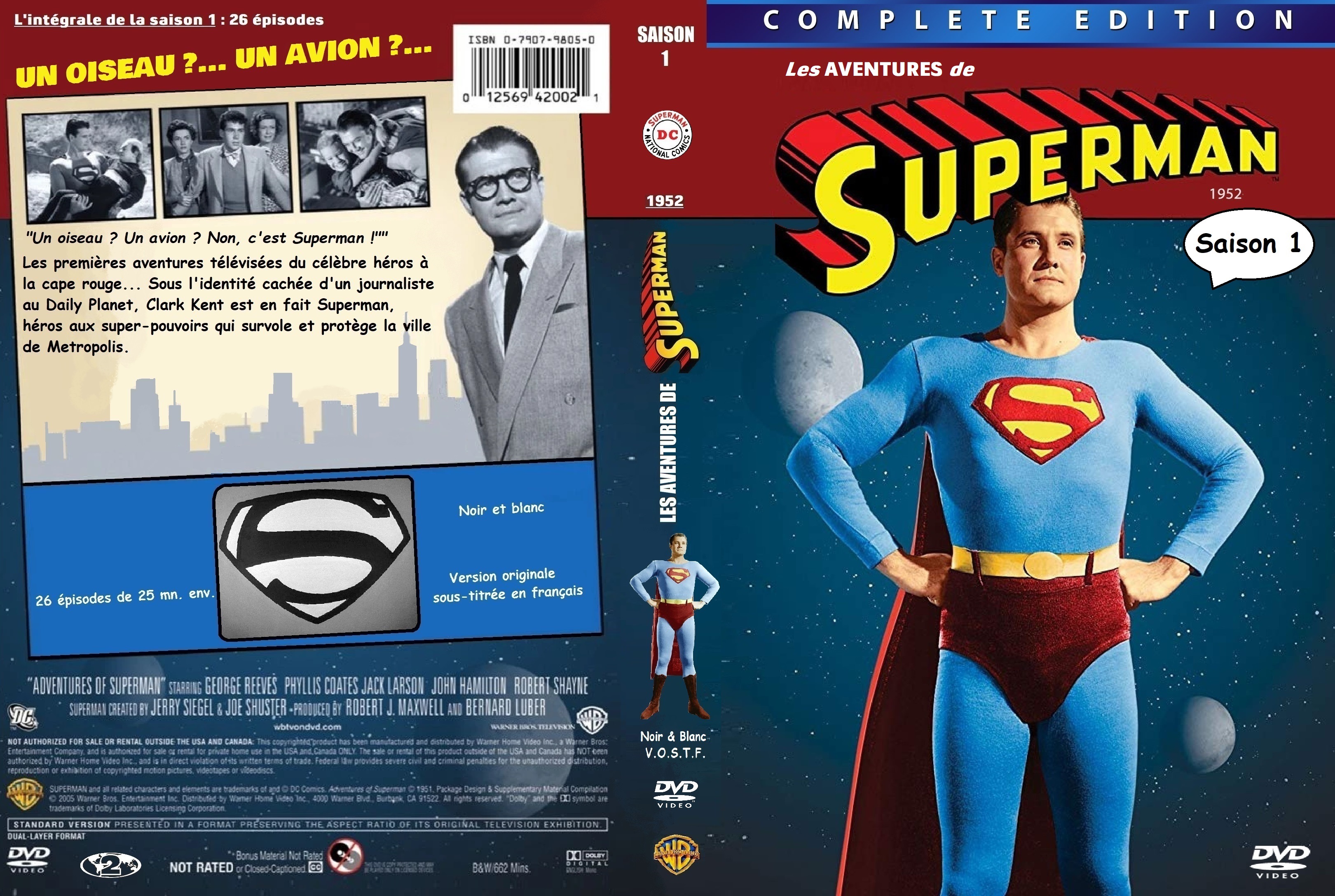 Jaquette DVD Les aventures de Superman saison 1 (1952) custom