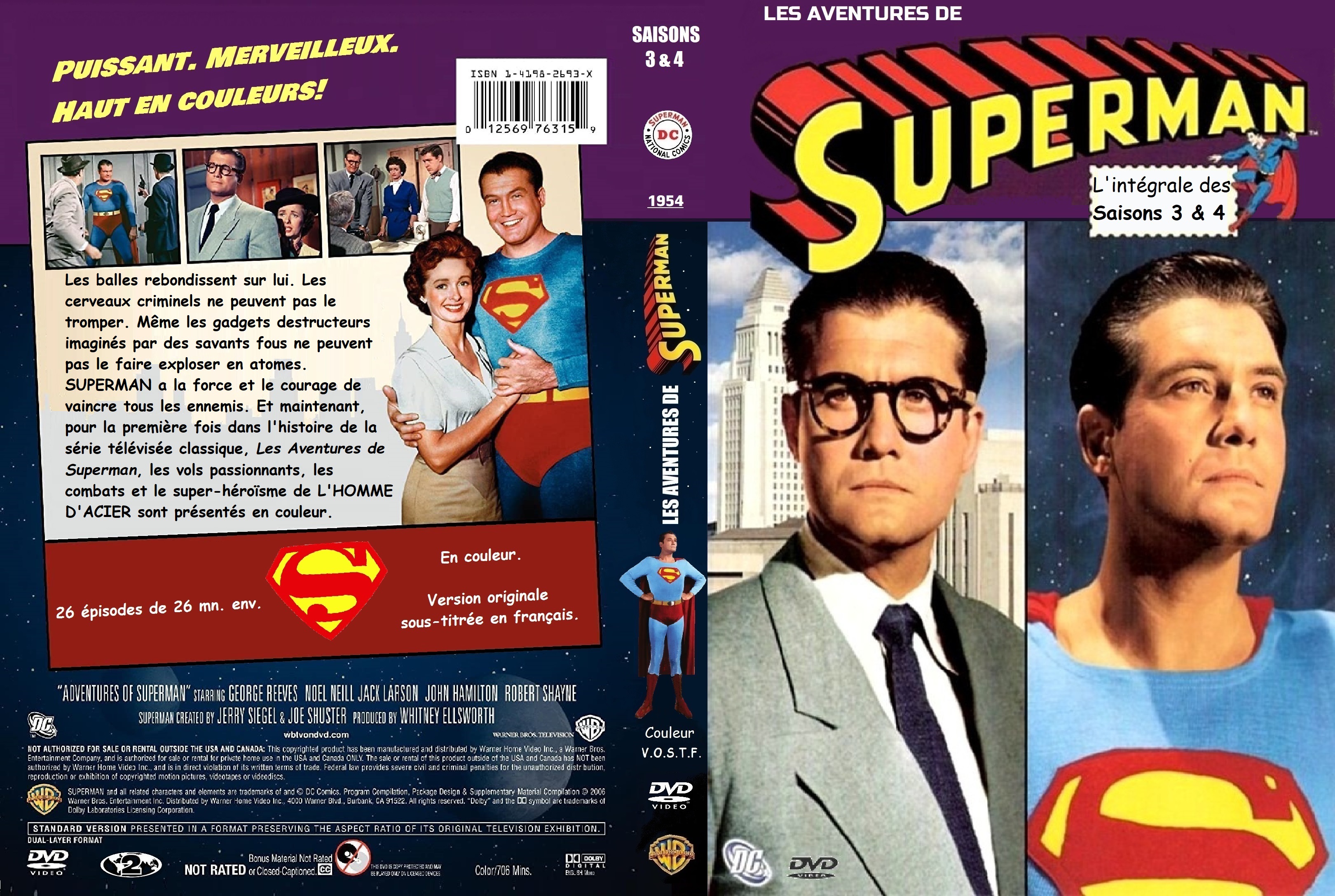 Jaquette DVD Les aventures de Superman saisons 3 & 4(1954) custom
