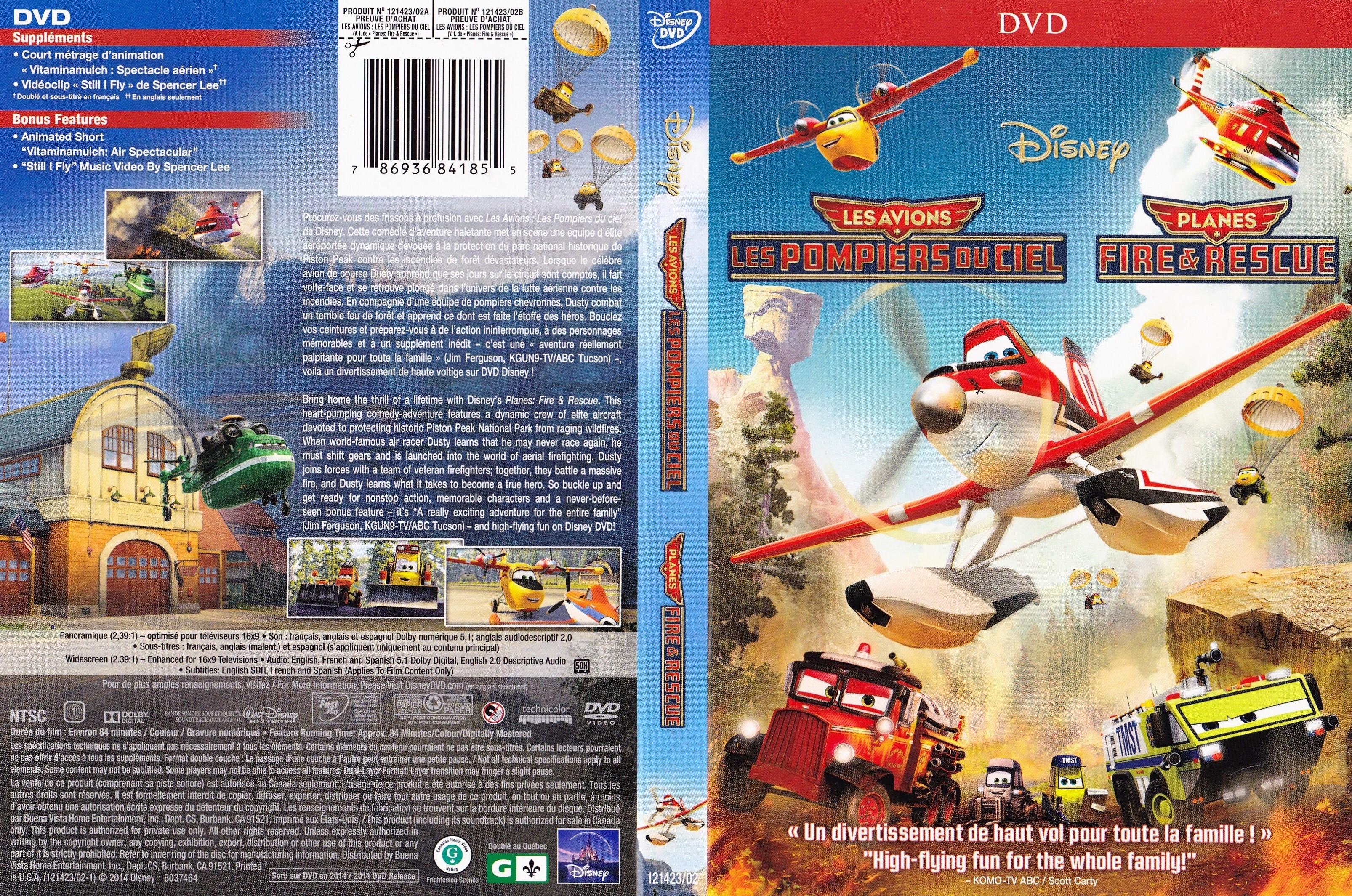 Jaquette DVD Les avions 2 - Planes Les pompiers du ciel (Canadienne)