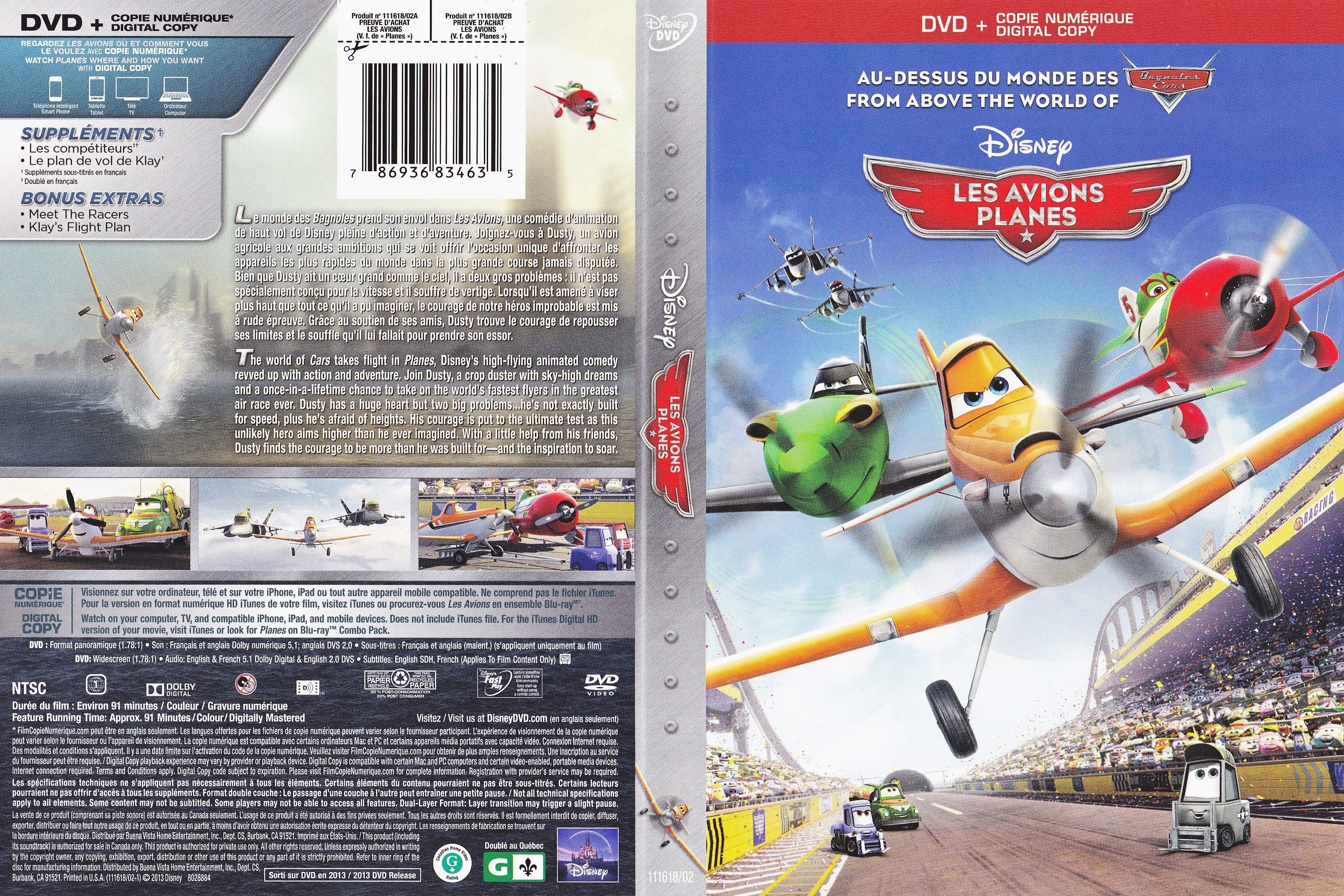 Jaquette DVD Les avions - Planes (Canadienne)