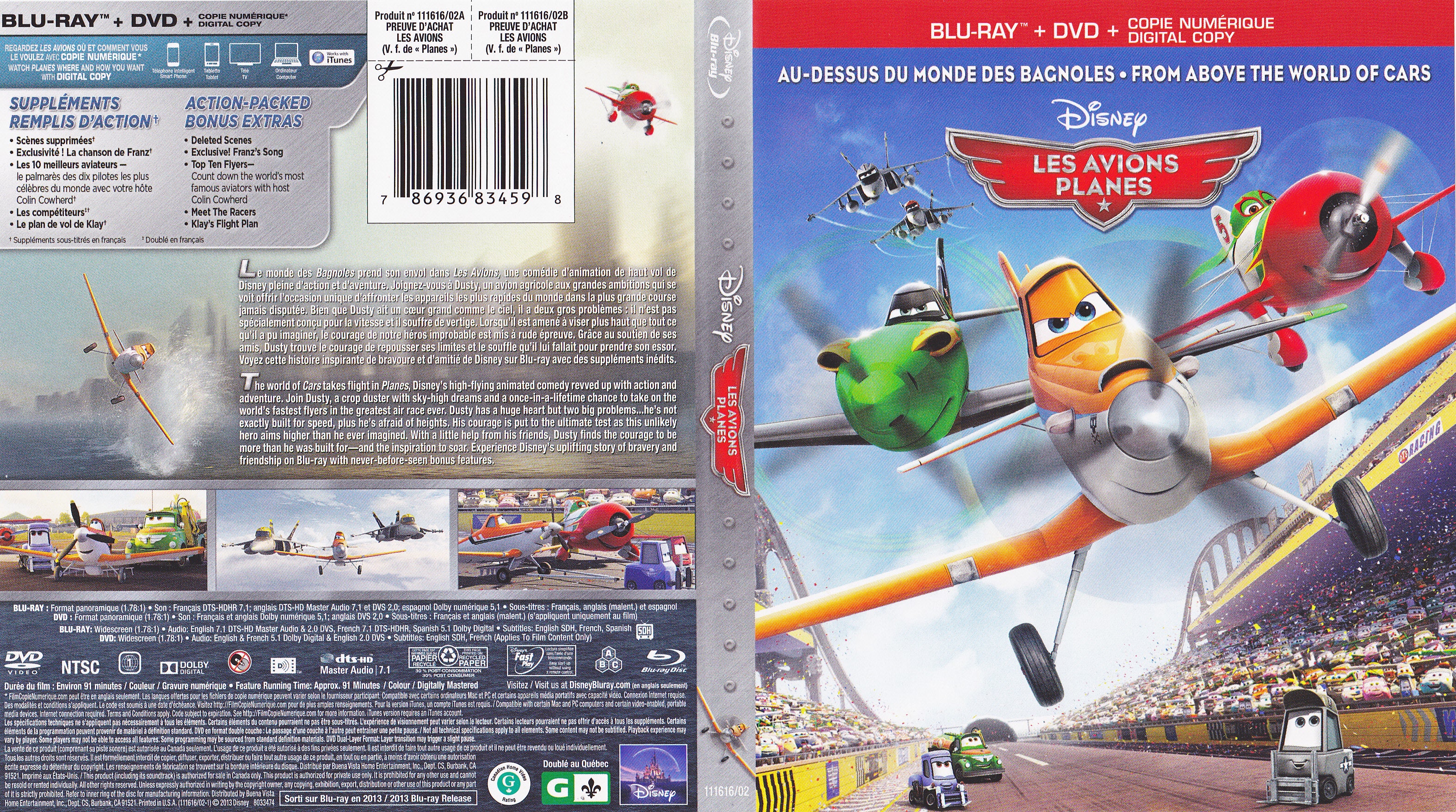 Jaquette DVD Les avions - Planes (Canadienne) (BLU-RAY)