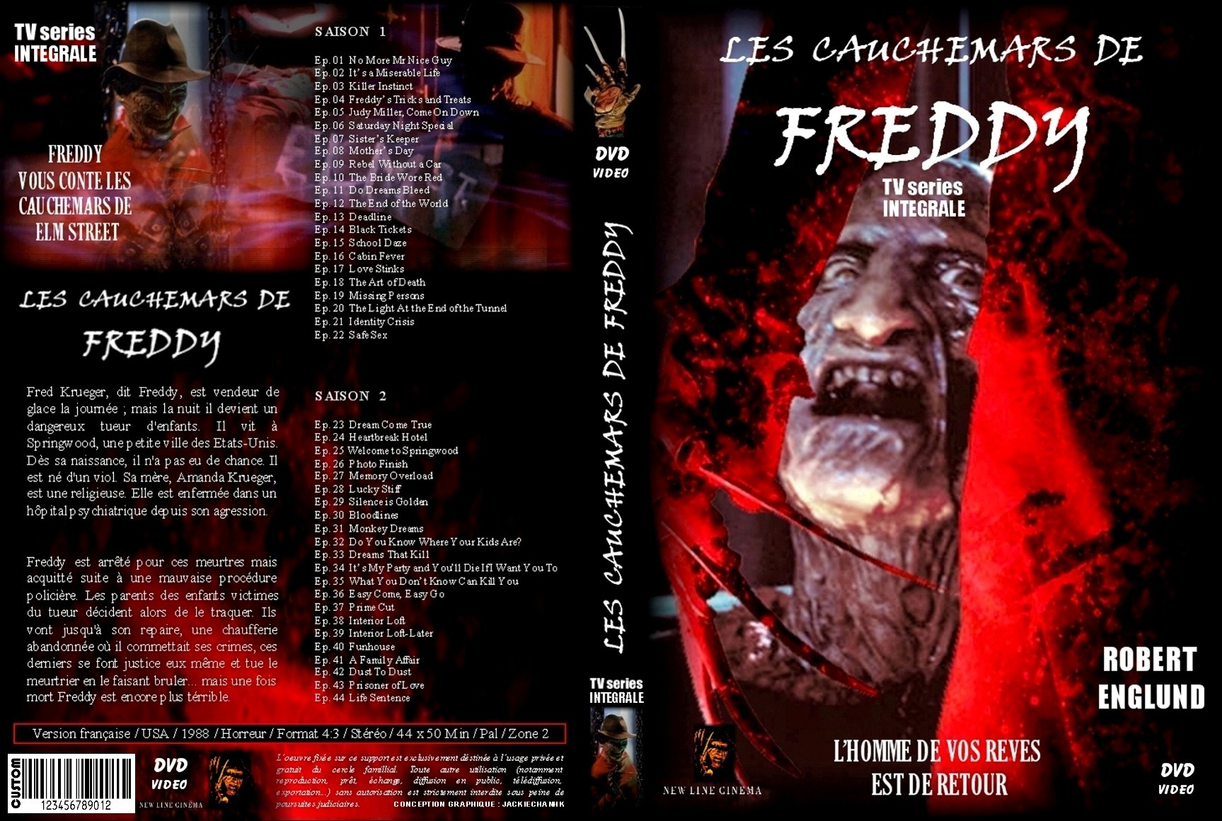 Jaquette DVD Les cauchemars de Freddy (intgrale de la srie TV) custom