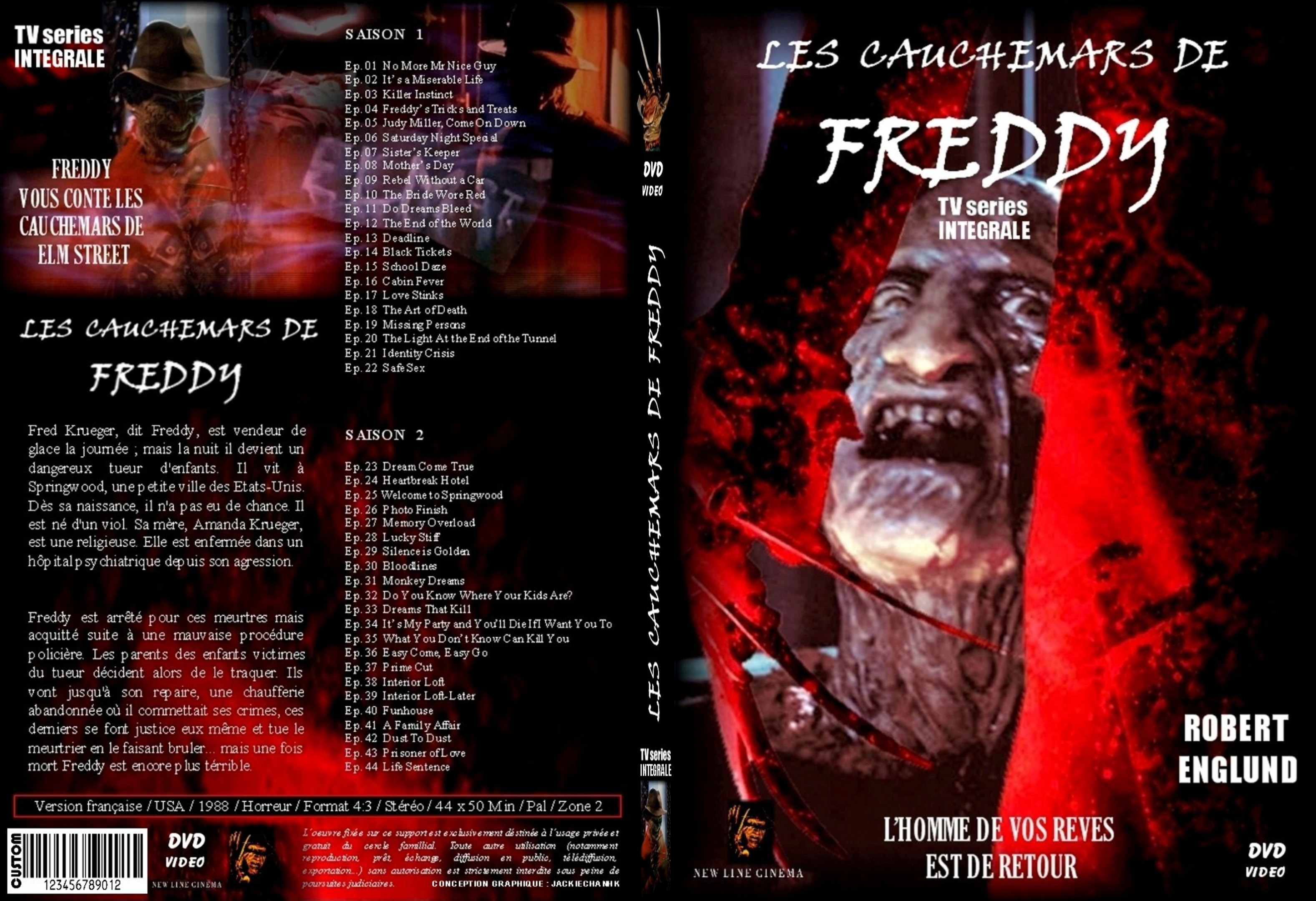Jaquette DVD Les cauchemars de Freddy (intgrale srie TV) custom - SLIM