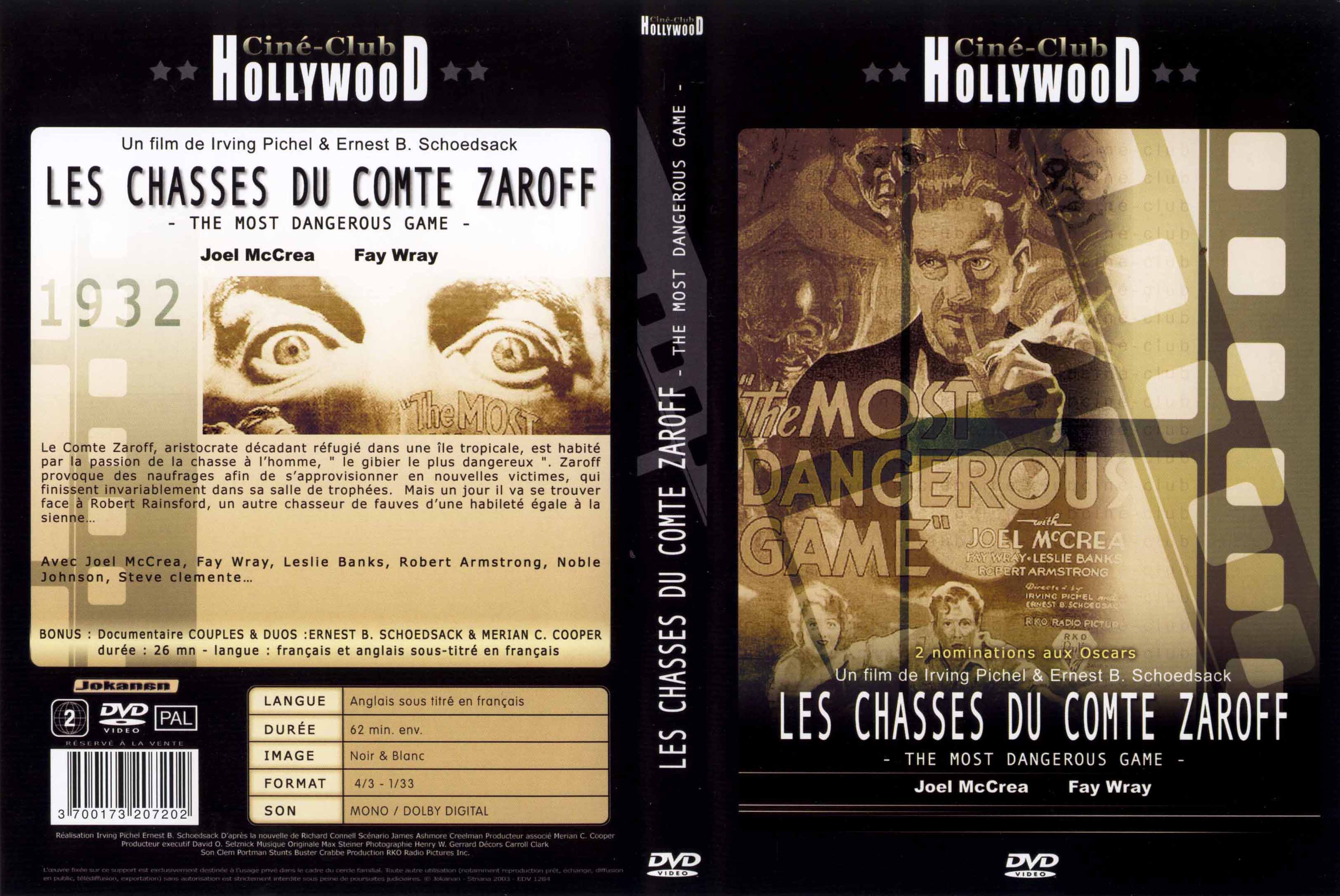 Jaquette DVD Les chasses du comte Zaroff