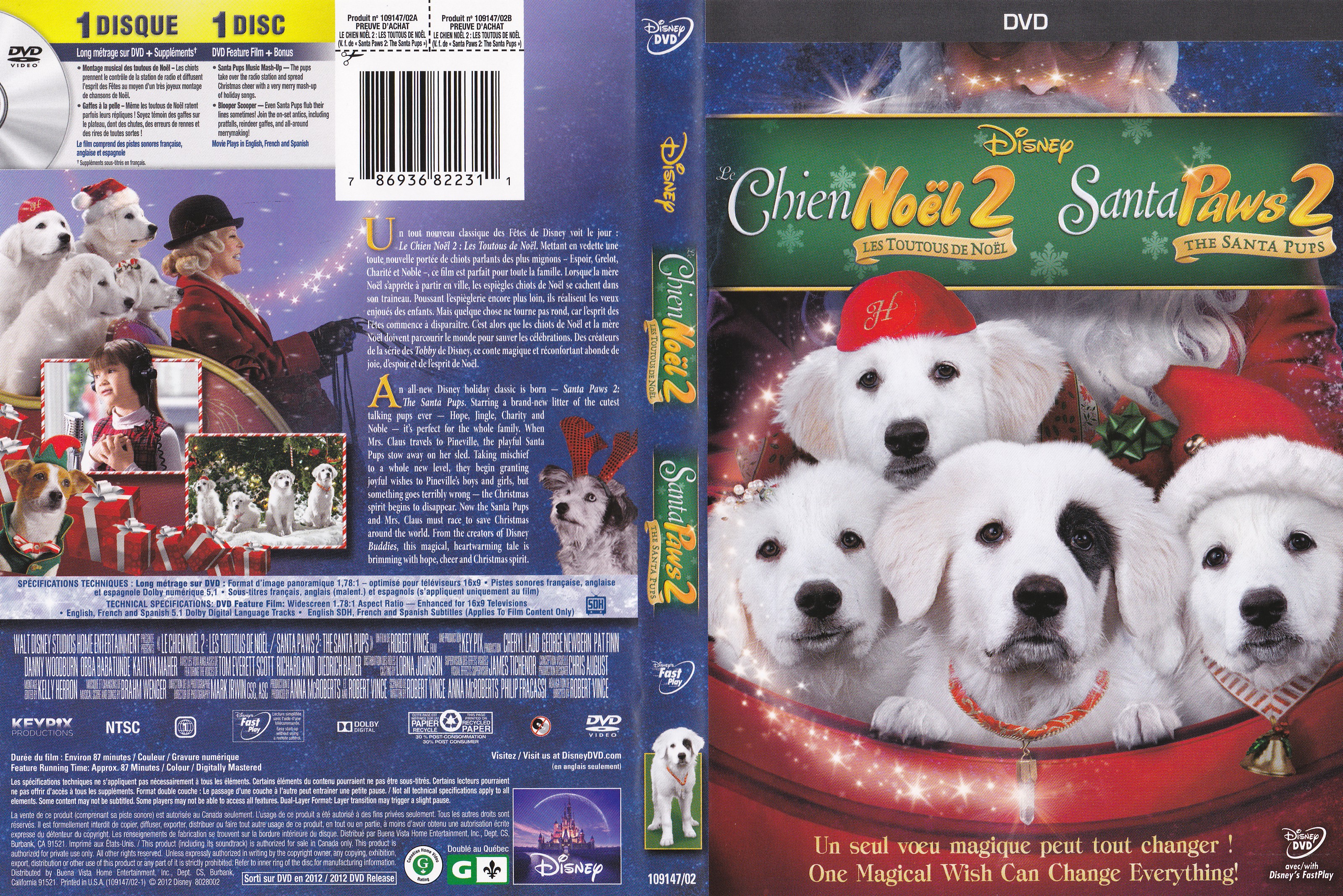 Jaquette DVD Les chiens de Nol 2 - Santa paws 2 (Canadienne)
