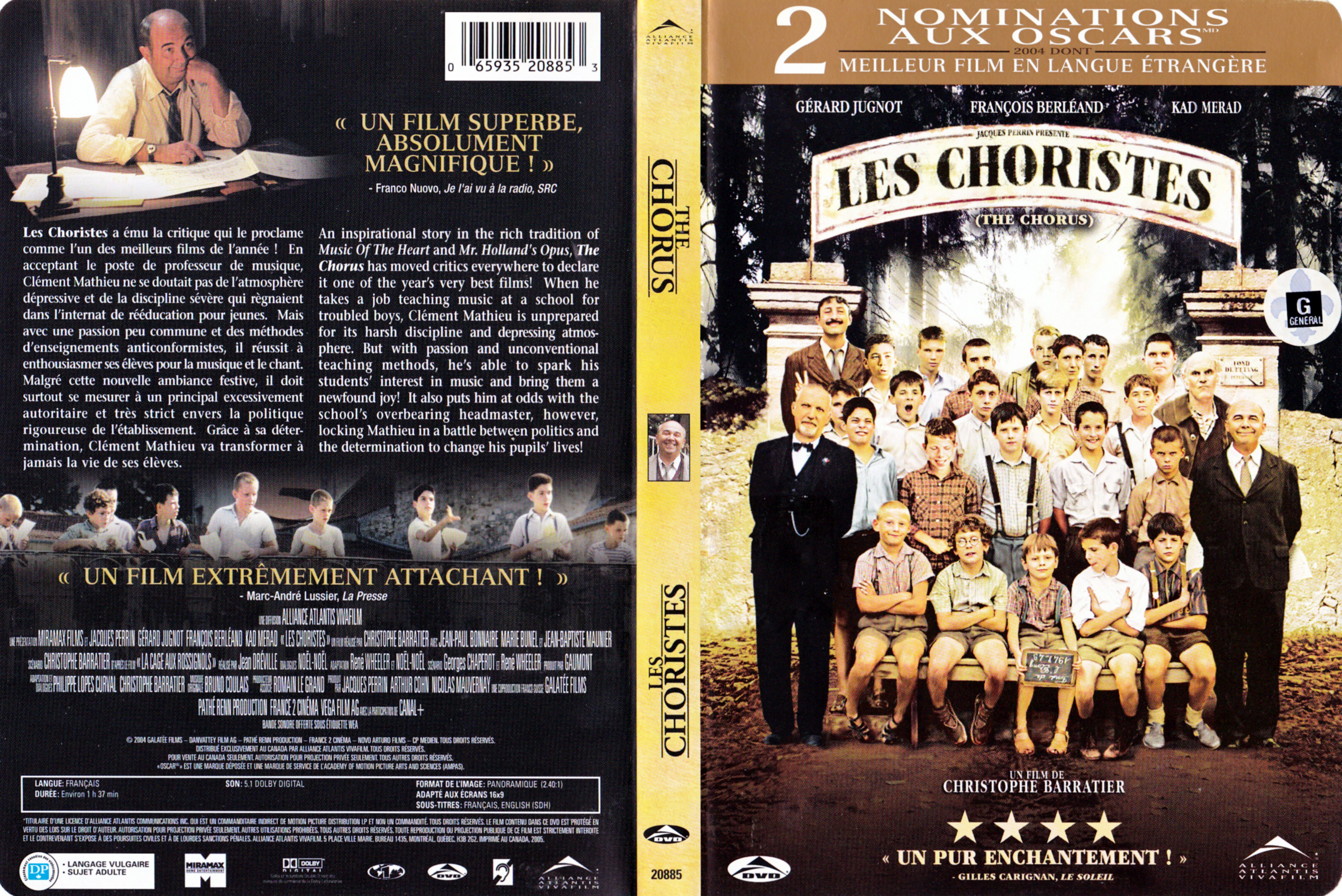 Jaquette DVD Les choristes (Canadienne)