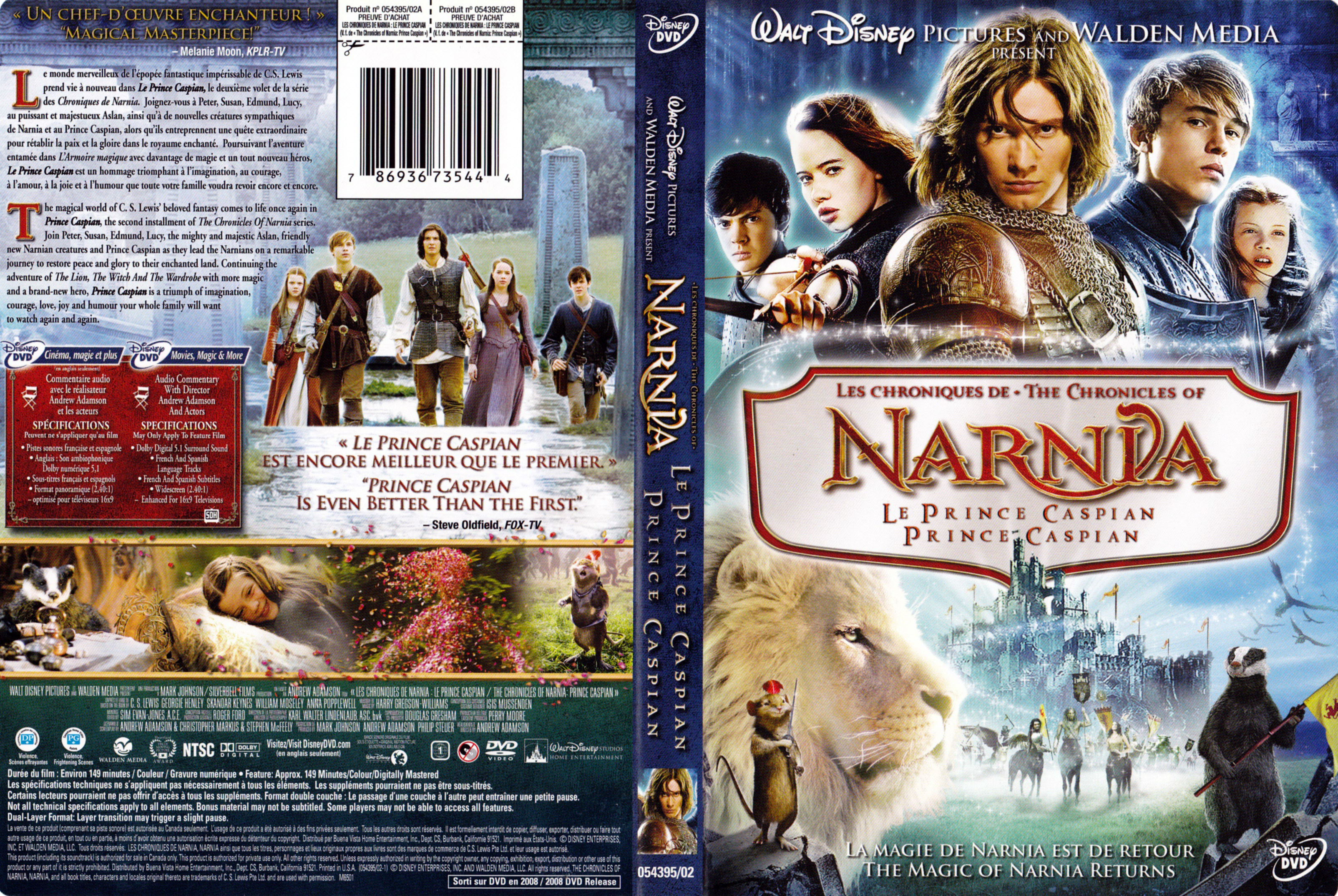 Jaquette DVD Les chroniques de Narnia - Le prince Caspian (Canadienne)