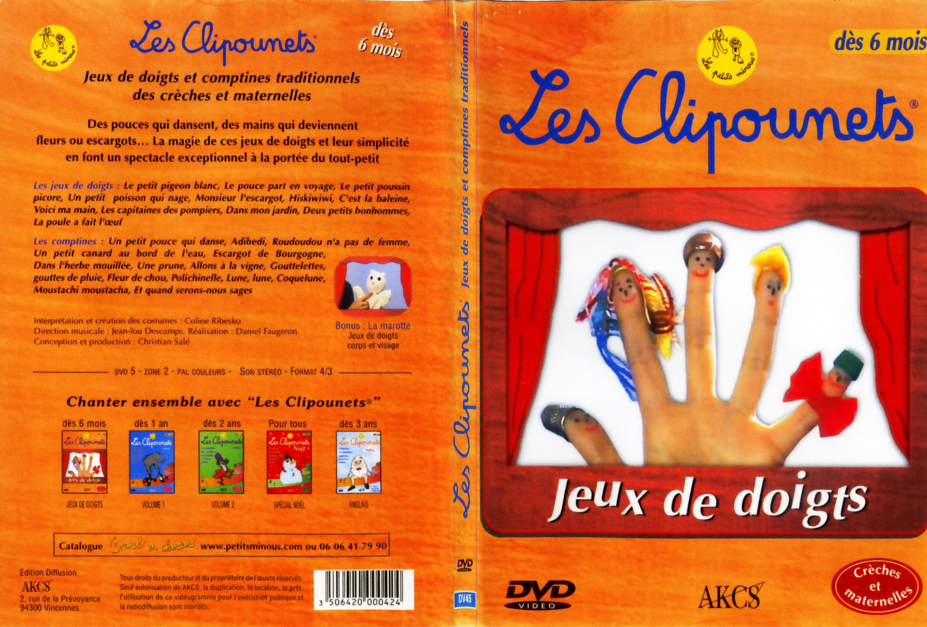 Jaquette DVD Les clipounets -  Jeux de doigts - SLIM
