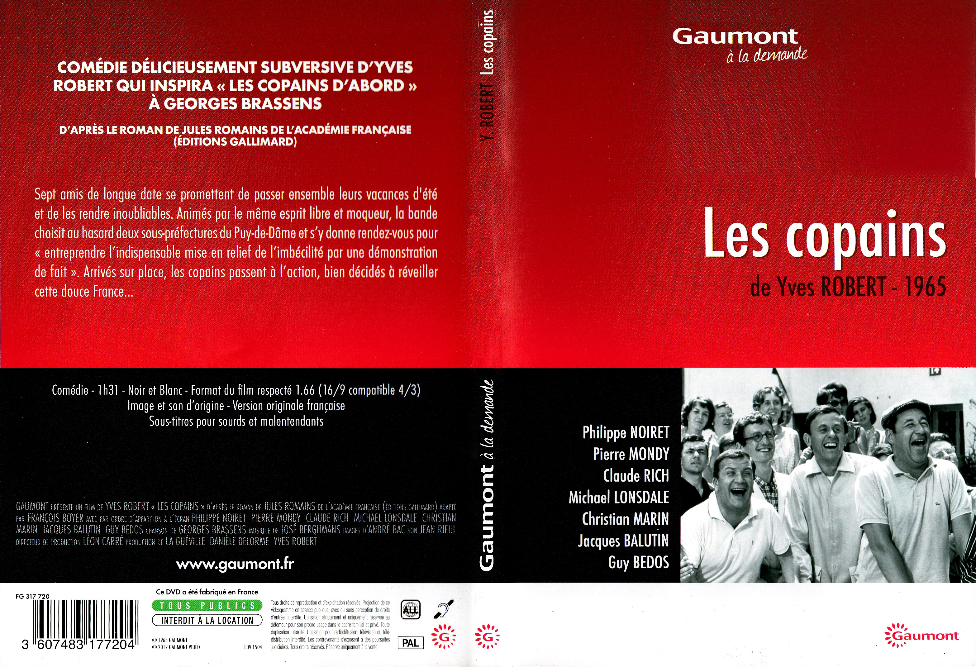 Jaquette DVD Les copains v2