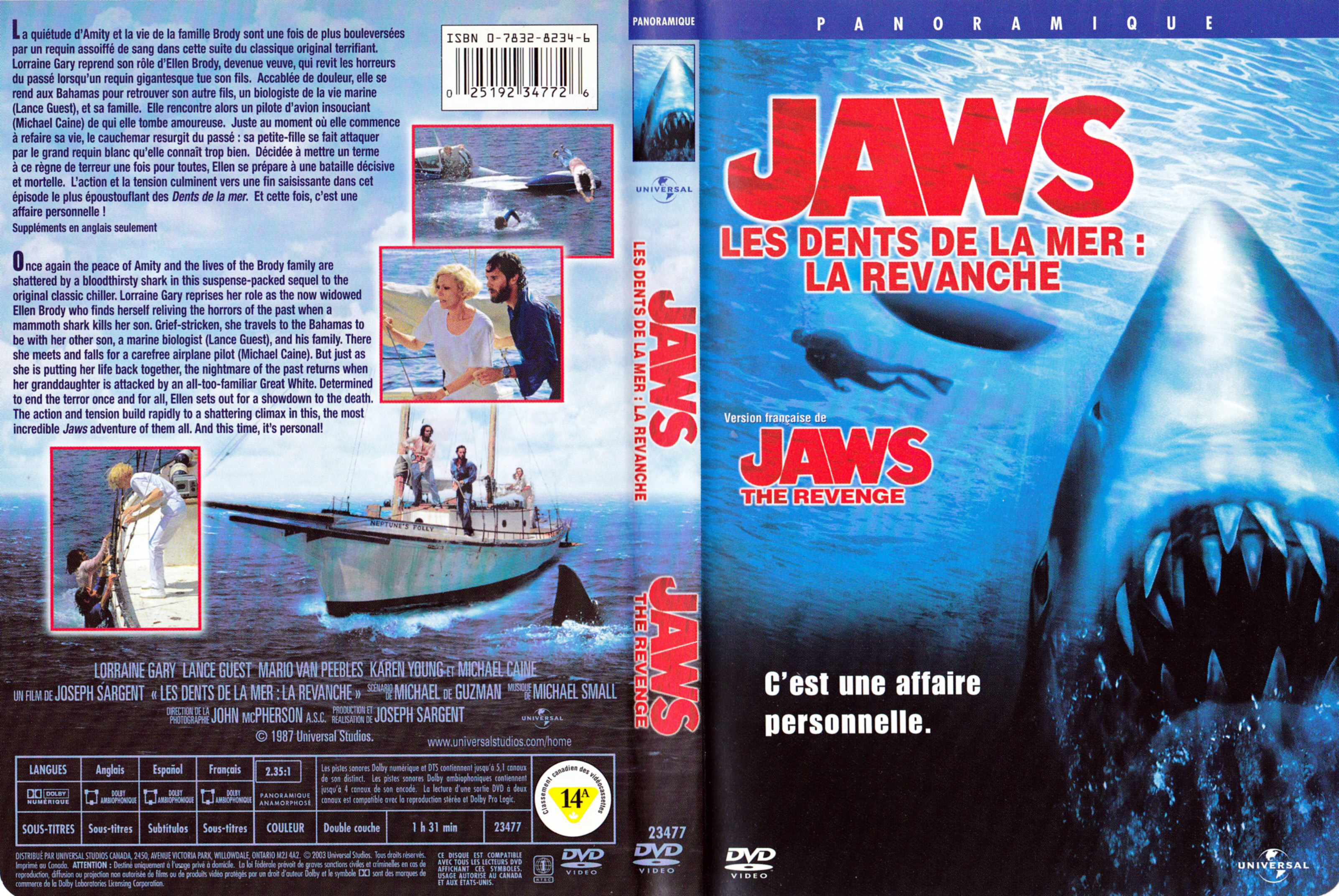 Jaquette DVD Les dents de la mer 4 La revanche - Jaws the revenge (Canadienne)