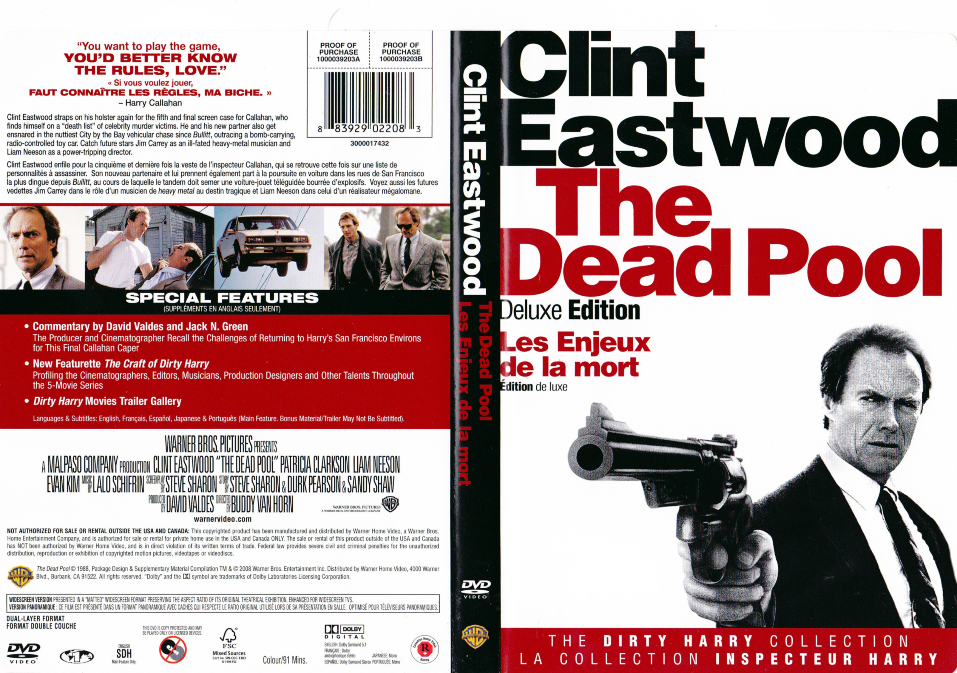 Jaquette DVD Les enjeux de la mort - The dead pool (Canadienne)