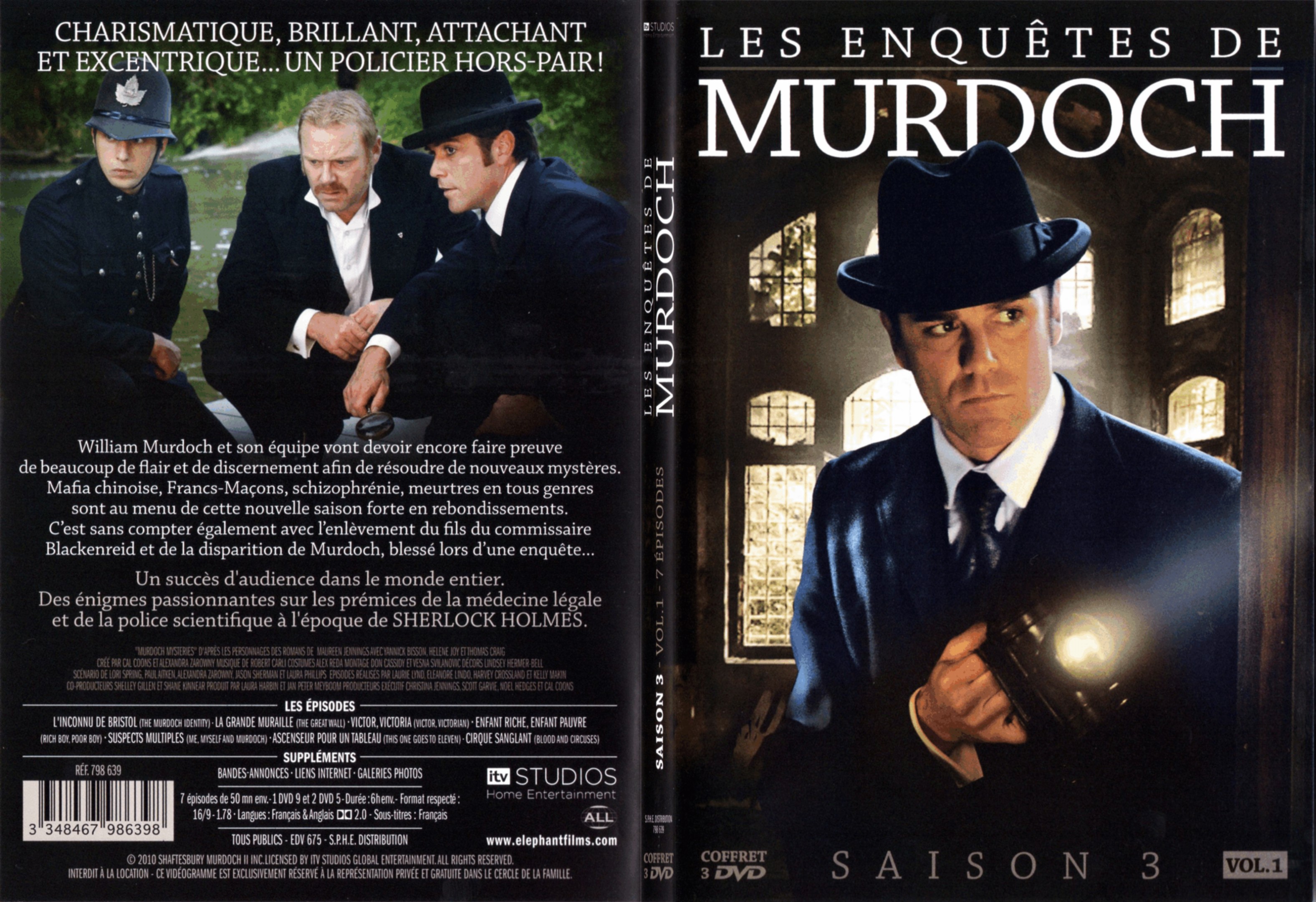 Jaquette DVD Les enqutes de Murdoch Saison 3 vol 01 - SLIM