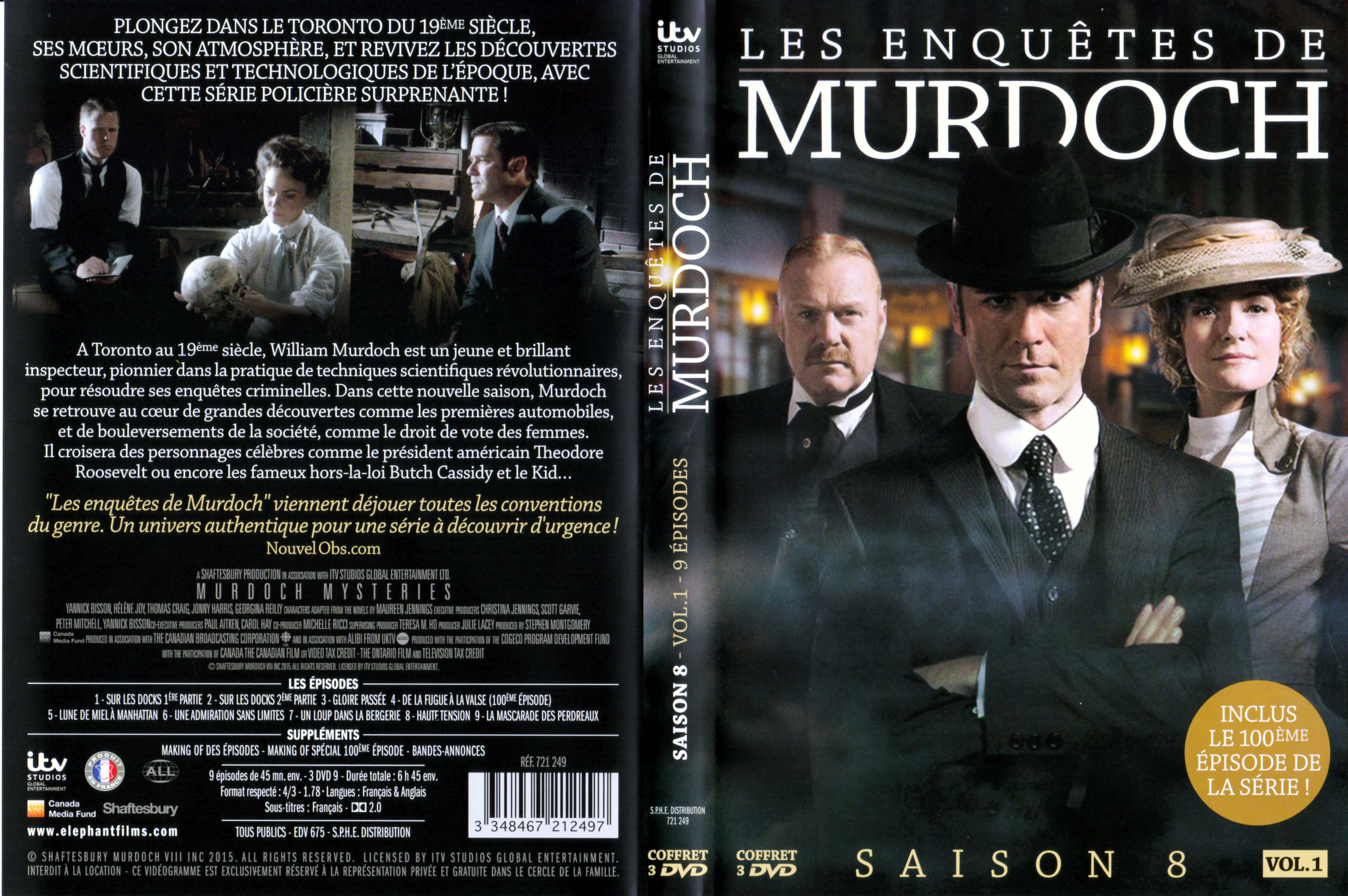 Jaquette DVD Les enqutes de Murdoch Saison 8 Vol 1