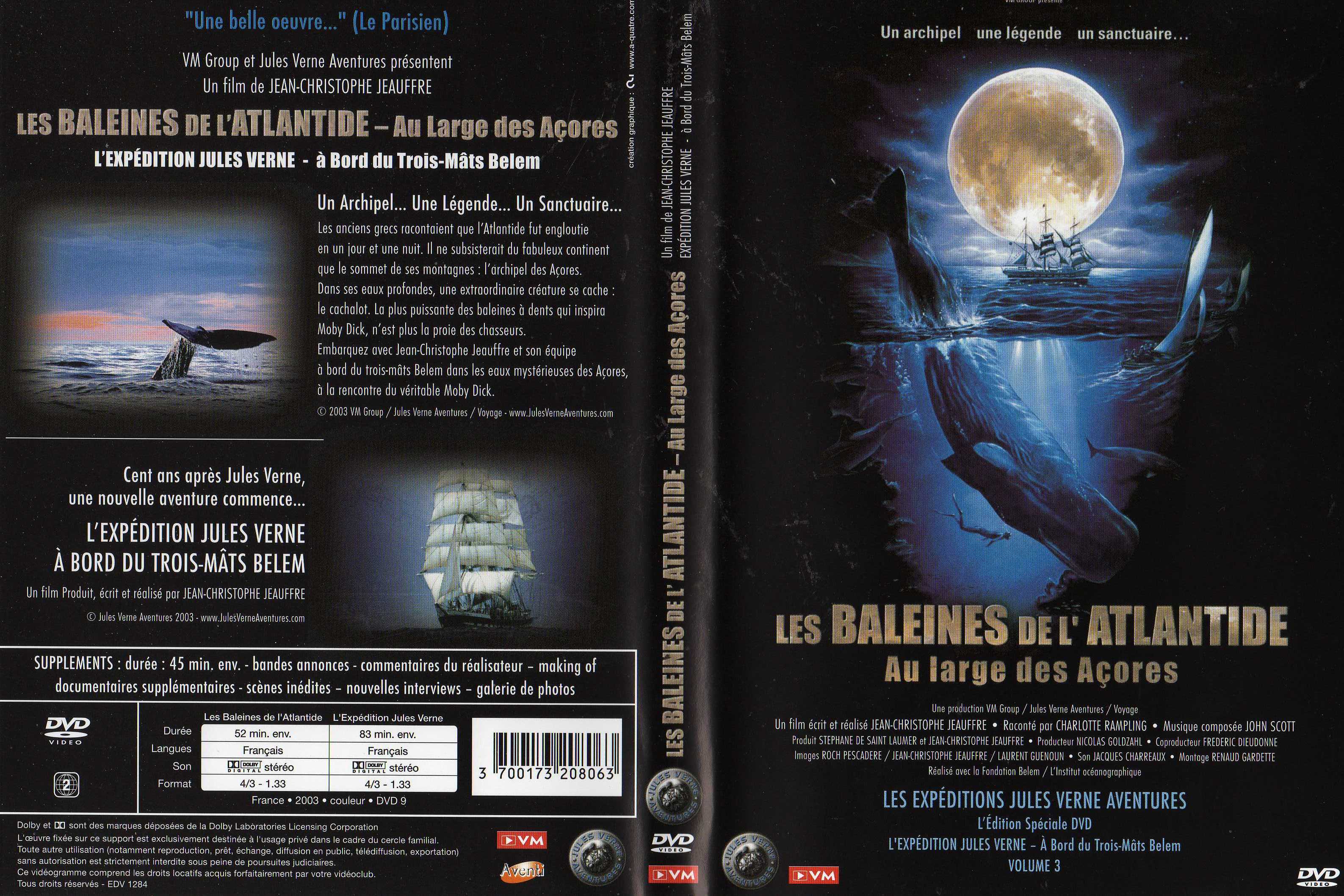Jaquette DVD Les expditions Jules Verne - Les baleines de l
