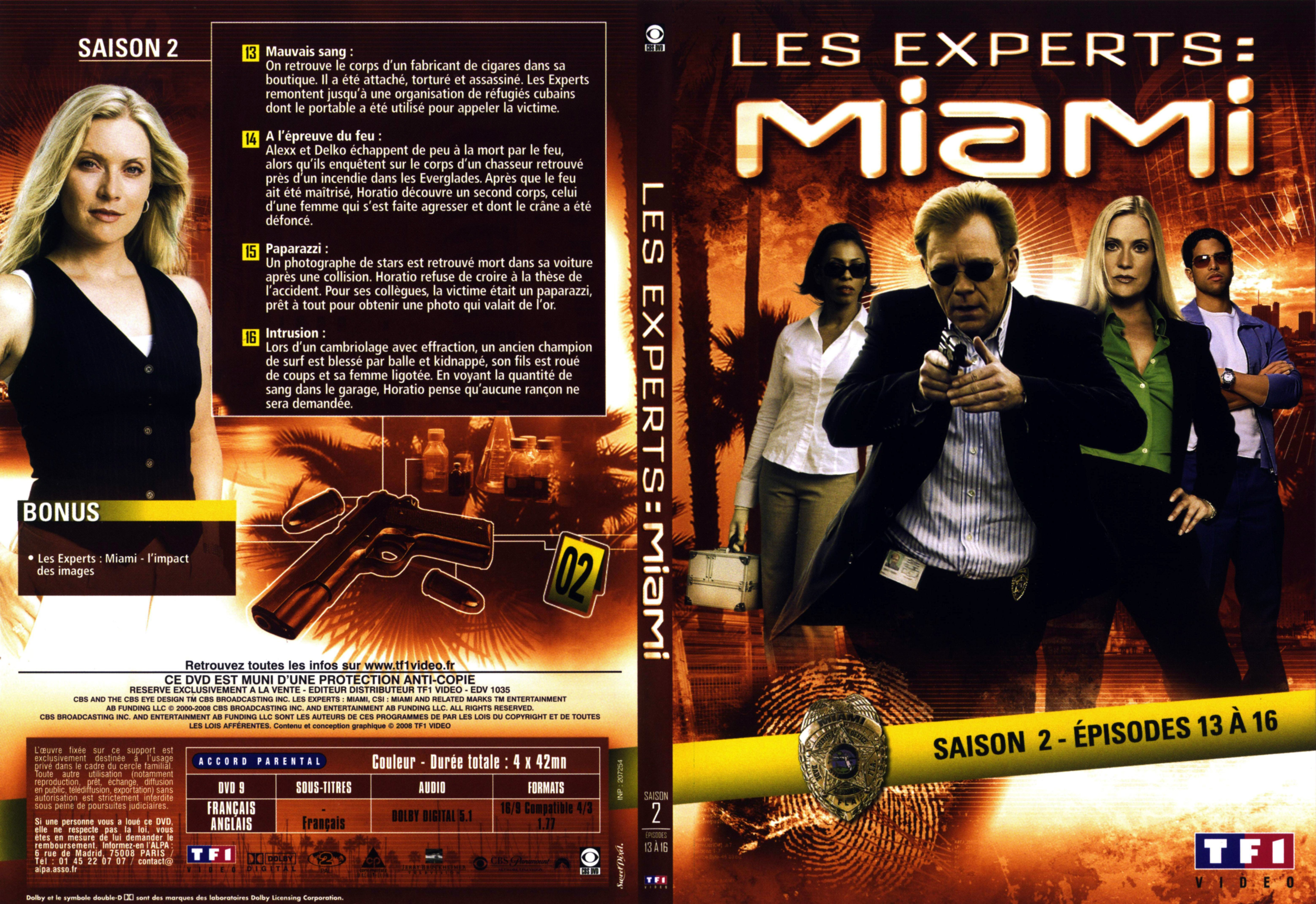 Jaquette DVD Les experts Miami Saison 2 vol 2 DVD 1