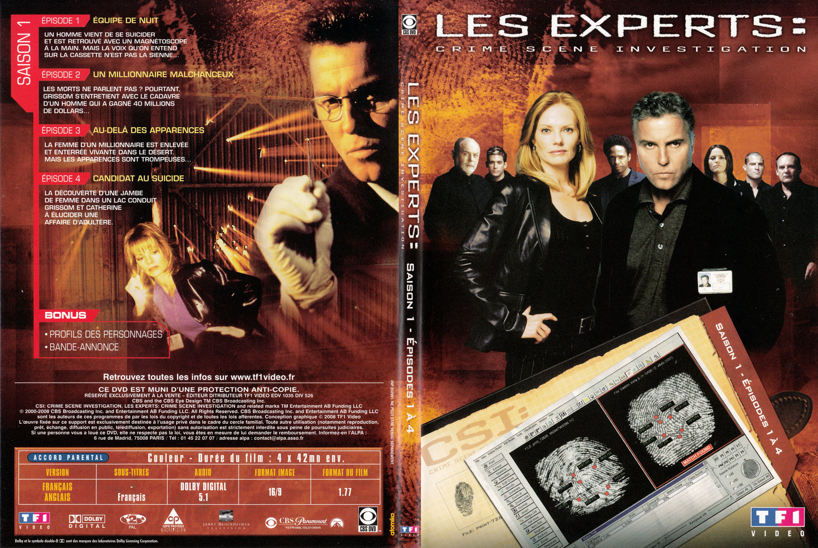 Jaquette DVD Les experts las vegas Saison 01 DVD 01 - SLIM