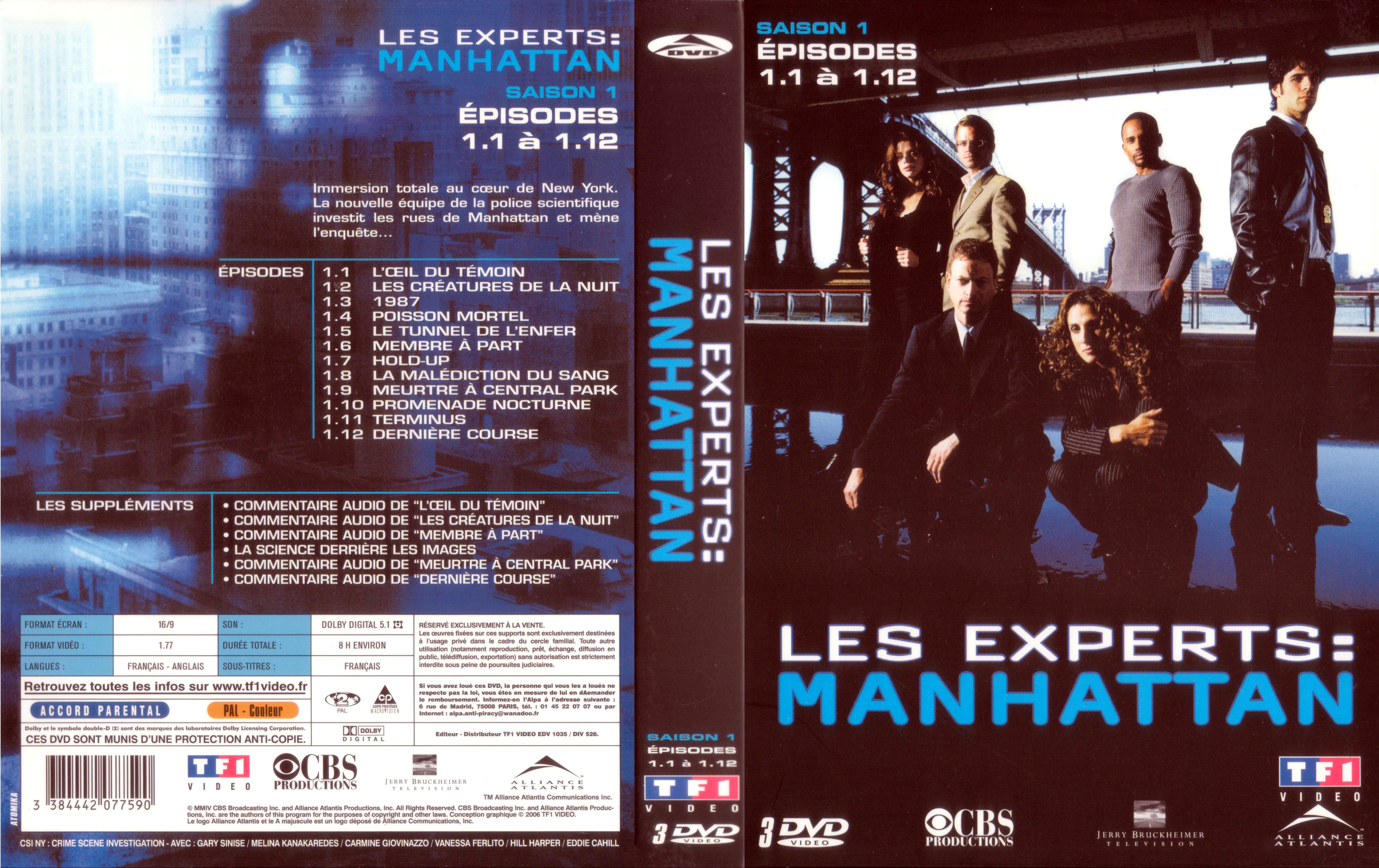 Jaquette DVD Les experts manhattan Saison 1 vol 1 COFFRET