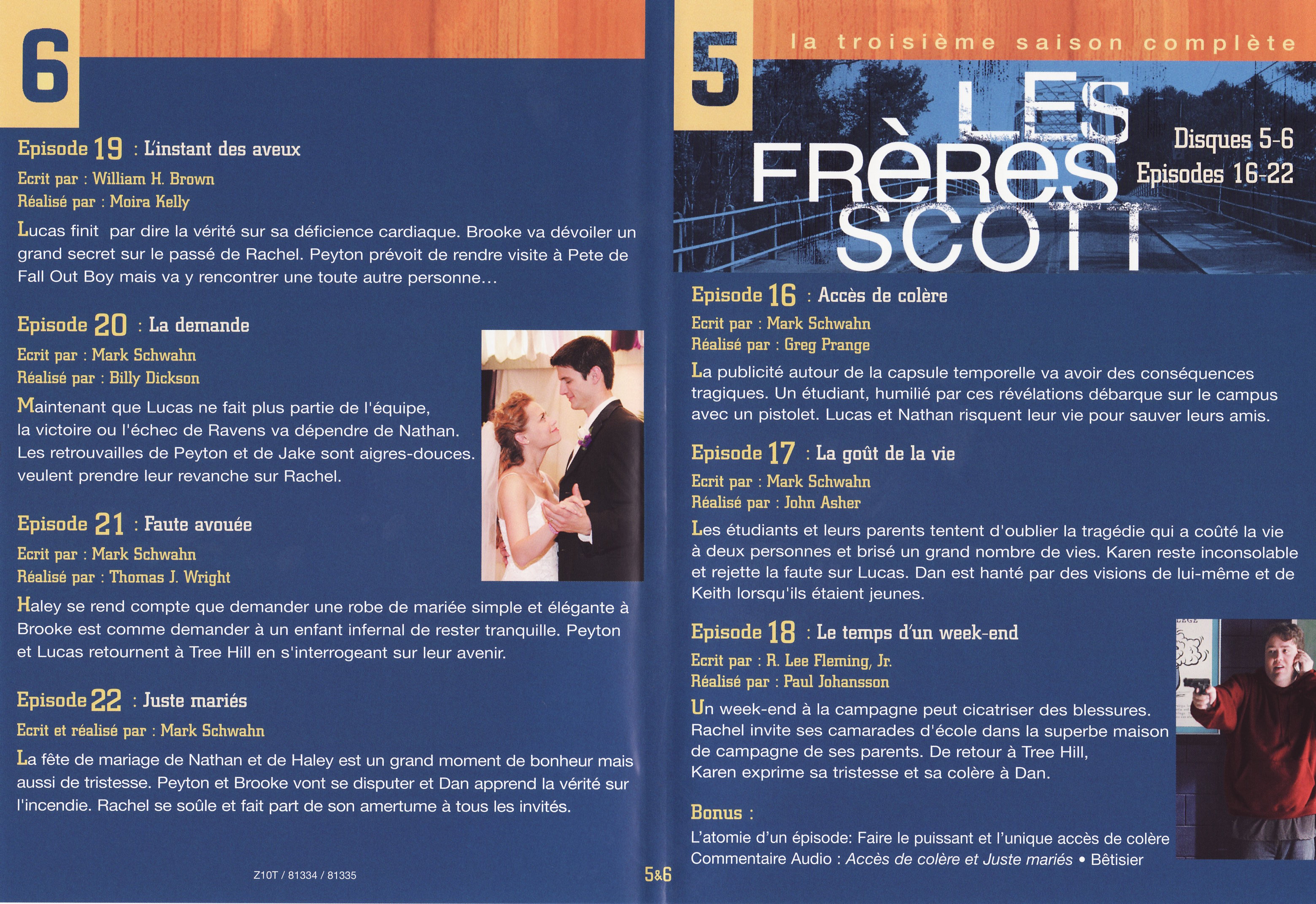 Jaquette DVD Les frres Scott Saison 1 dvd 5 et 6