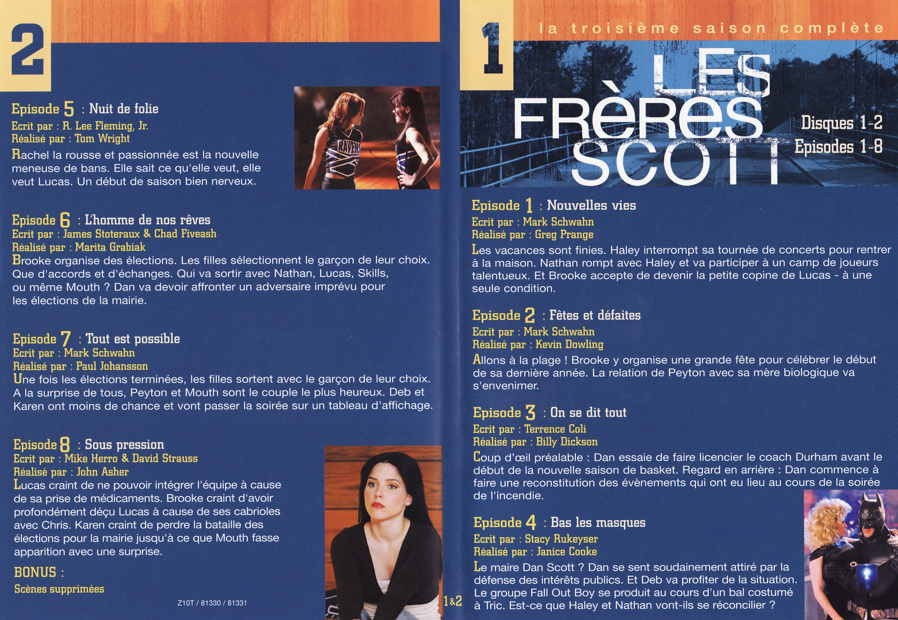 Jaquette DVD Les frres Scott Saison 3 dvd 1 et 2