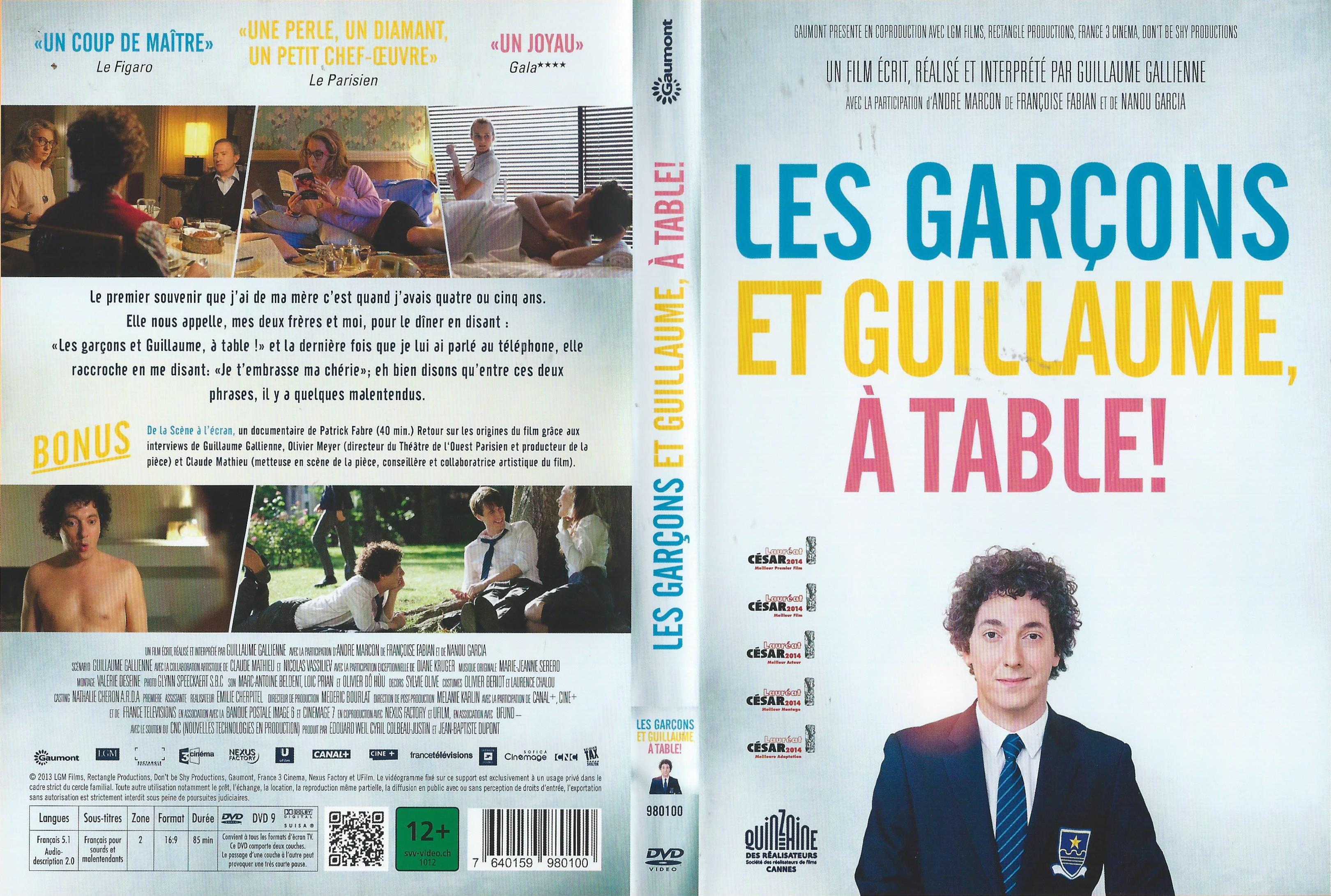 Jaquette DVD Les garcons et Guillaume,  table! v2